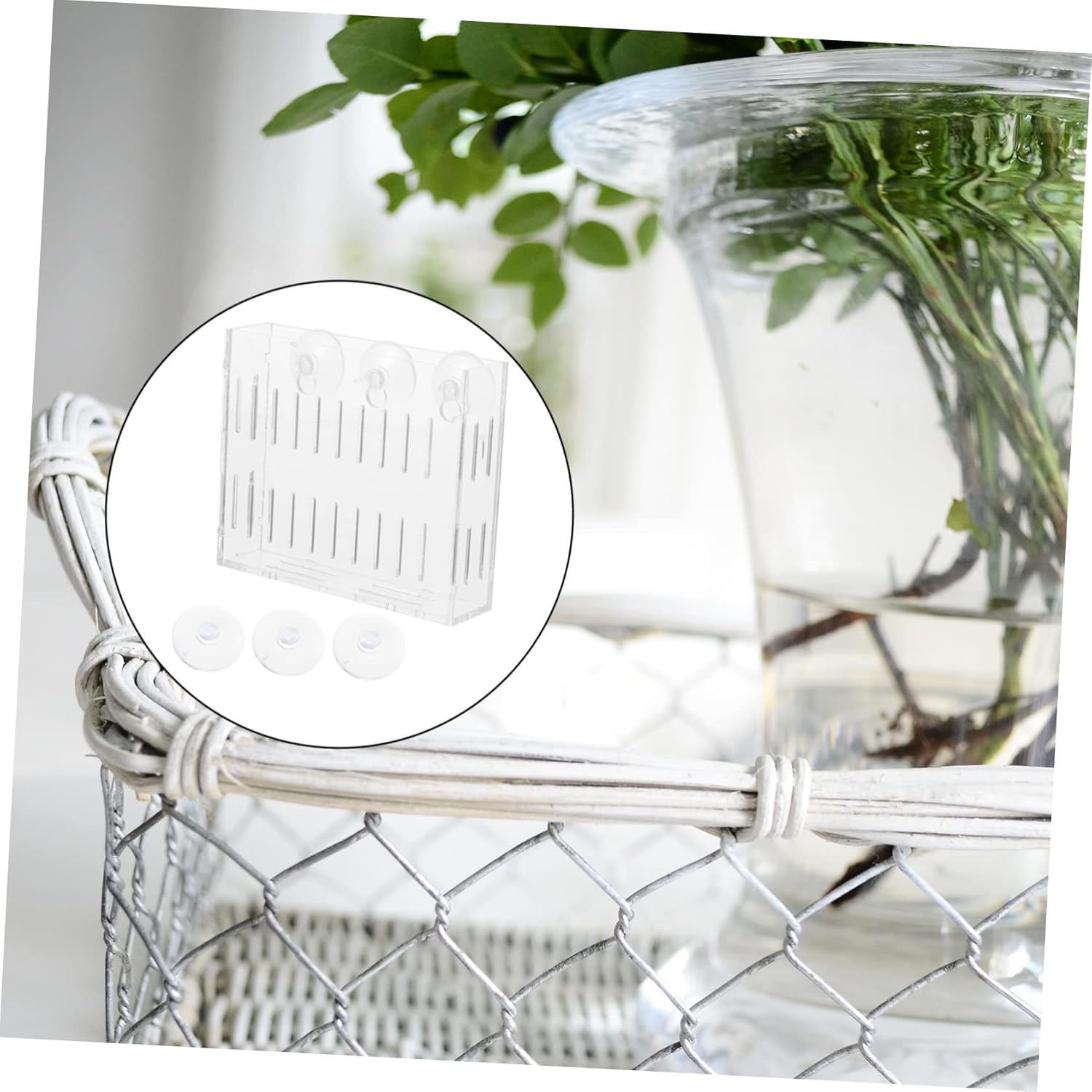 GANAZONO Acrylic Aquatic Plant Holder with Suction Cup, Large Mini Water Plant Pot for Fish Tank Landscape, Water Grass Cup Suitable for Aquarium Decoration and Aquatic Pets image number 4