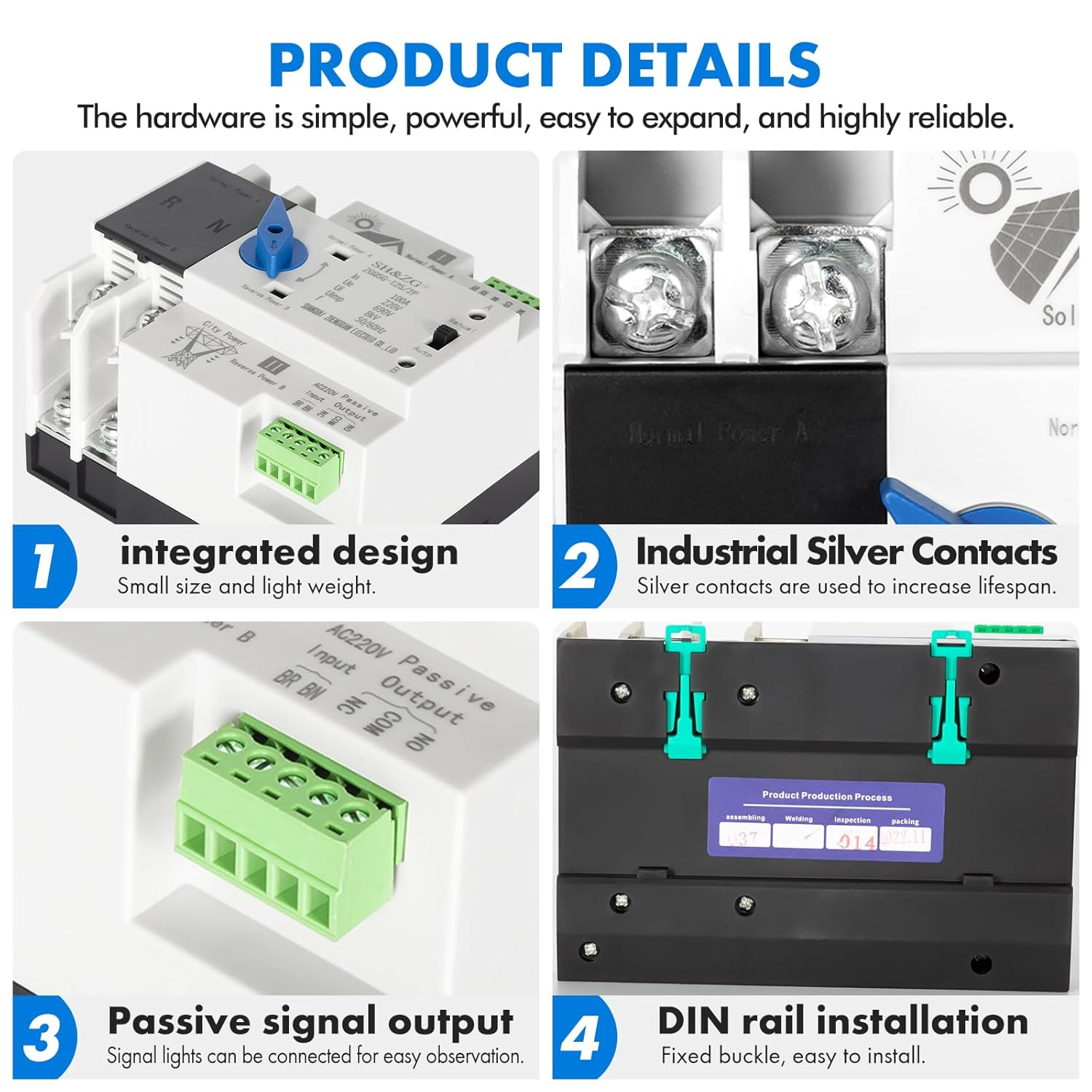 Inncen Dual Power Automatic Transfer Switch 220V Photovoltaic Uninterrupted Power Switch((Zgq5G-100A/2P) image number 4