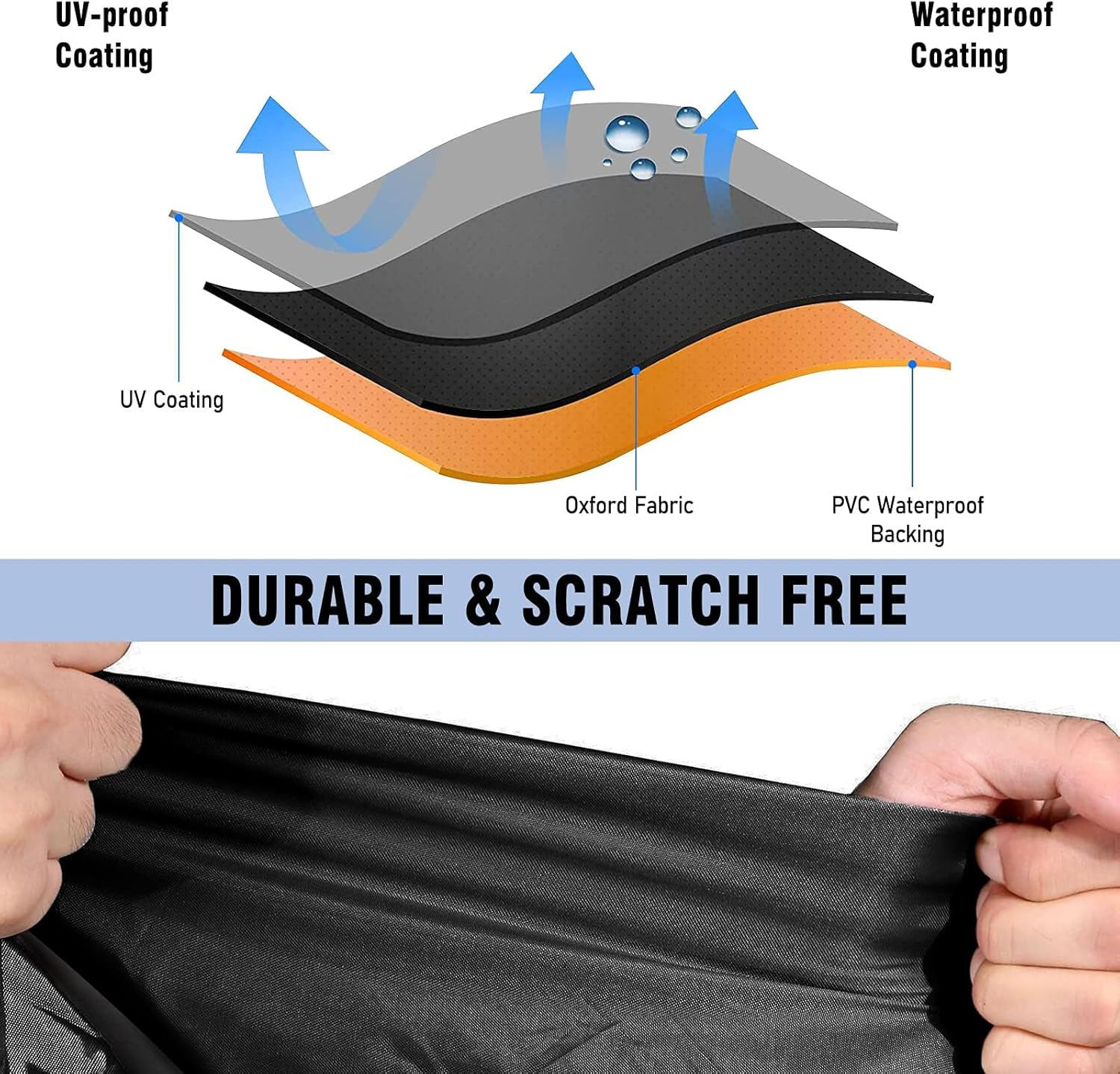 NEVERLAND Trailerable Boat Cover Waterproof Heavy Duty Marine Grade Polyester Canvas Fits V Shape/V-Hull and Tri-Hull Runabouts, Pro-Styl, Bass Boats (Boat Length 20-22Ft, Beam Width up to 102",Black) image number 3