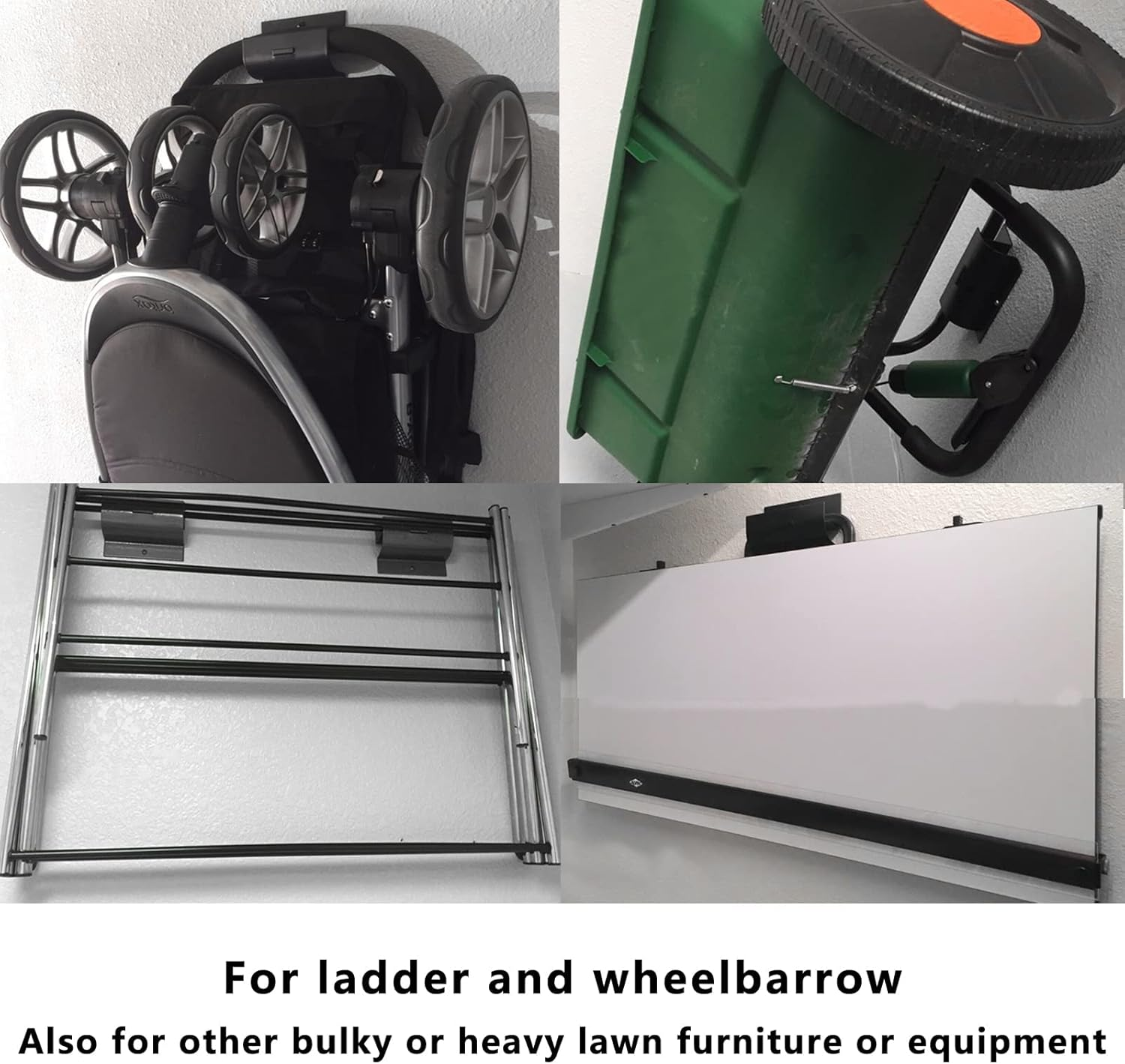 Juformin Heavy-Duty Ladder Hanger-Wall Mount Ladder Hooks for Storage-Wheelbarrow Hangers for Garage Wall-2 Pack image number 1