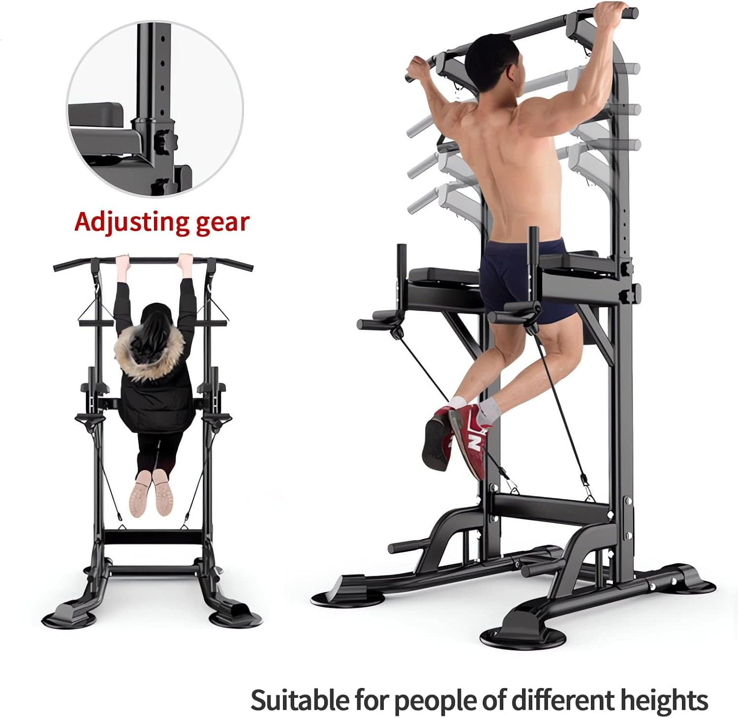 Fitbliss Power Tower, Dip Station Pull up Bar for Home Adjustable Height Multifunctional Home Strength Training Fitness Exercise Equipment, Simple Installation, Durable Home Fitness Equipment - Luxury Model image number 3