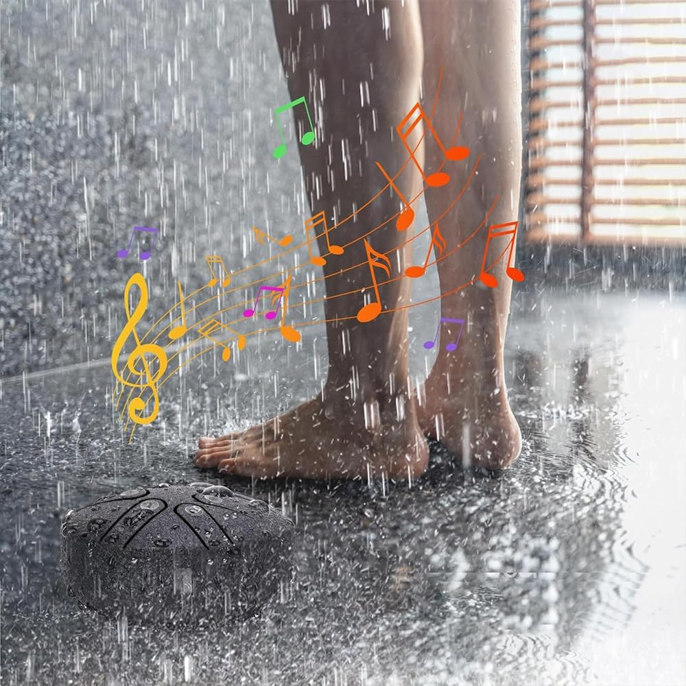 Rain Chime Drum, Steel Tongue Drum for Rain Outdoor, 3 Inches 6 Notes Sound Healing Drum Kit, Mini Hand Drum with Drumstick, Waterproof Musical Rain Drum for Garden image number 2