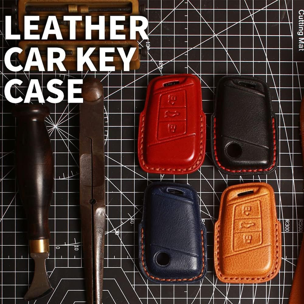 HIBEYO Key Case Cover for for Volkwagen VW Passat Alltrack B8 Golf Jetta Skoda Superb A7 Kodiaq Alltrack 3 Buttons Car Key - Brown image number 4