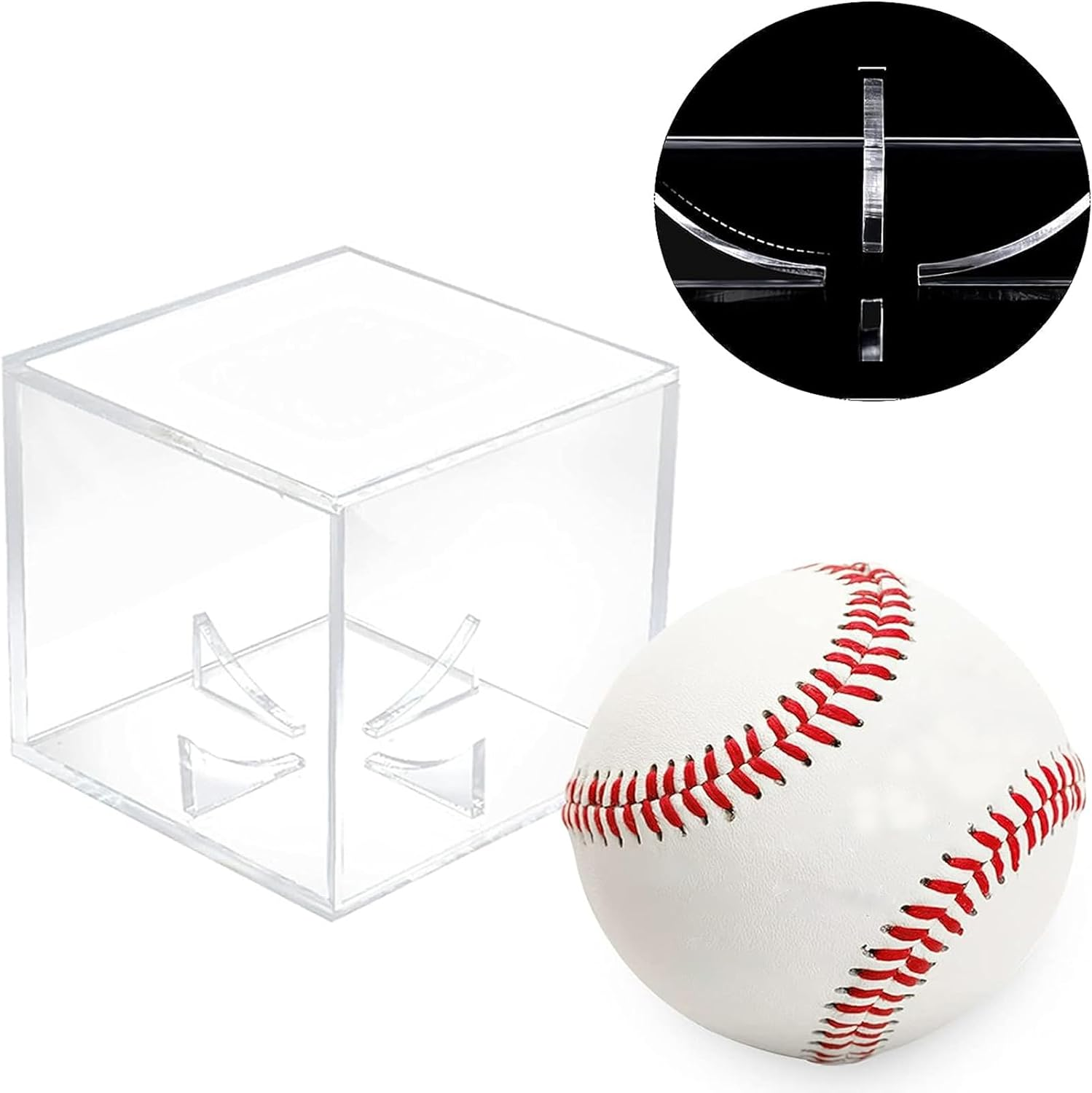 2 Pack Baseball Display Case,Acrylic Cube Baseball Holder UV Protected Acrylic Baseball Storage Box Display Case For,Baseball Baseball Storage Rack