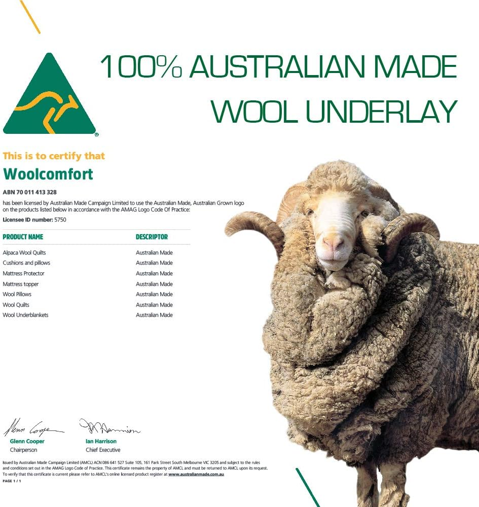 Australian Made Fully Fitted/Straps Reversible Luxury Wool Underlay/Underblanket (Four Corner Straps, 183 X 203Cm (King)) image number 4