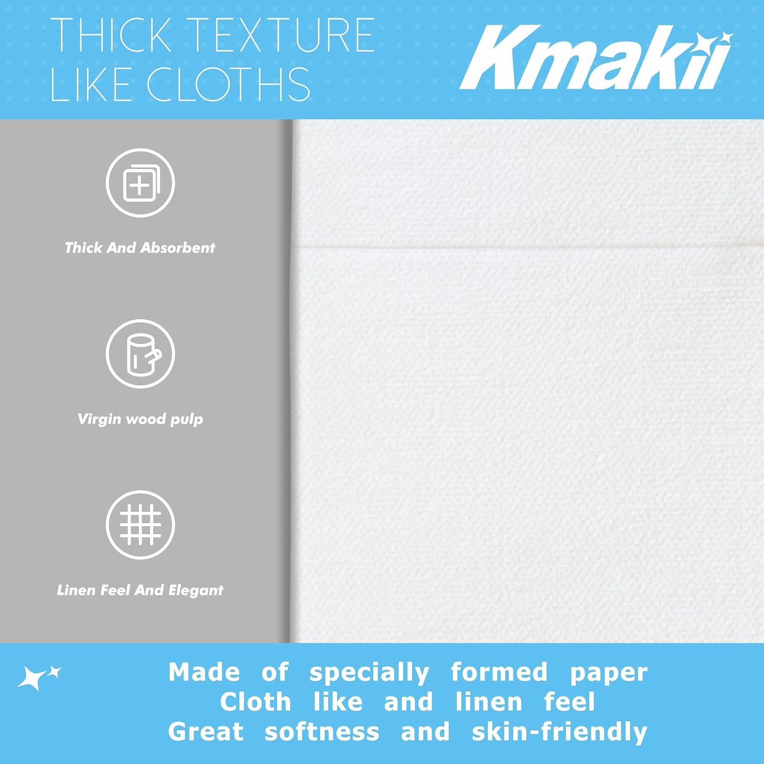 KMAKII Disposable Napkins,Pocket Napkins,White Paper Napkins,Linen Feel White Napkins,40&times;40Cm,100 Count,White - 50 Count image number 2