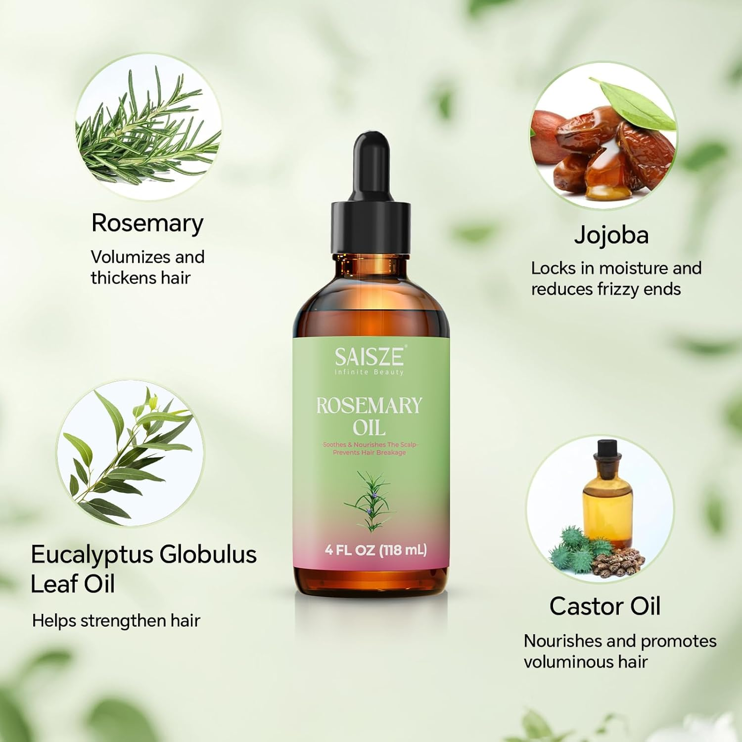 Rosemary Oil for Hair Care, Natural Rosemary Hair Oi, Nourishing and Volumizing, Hair Care for Men & Women(4 Fl.Oz) image number 4