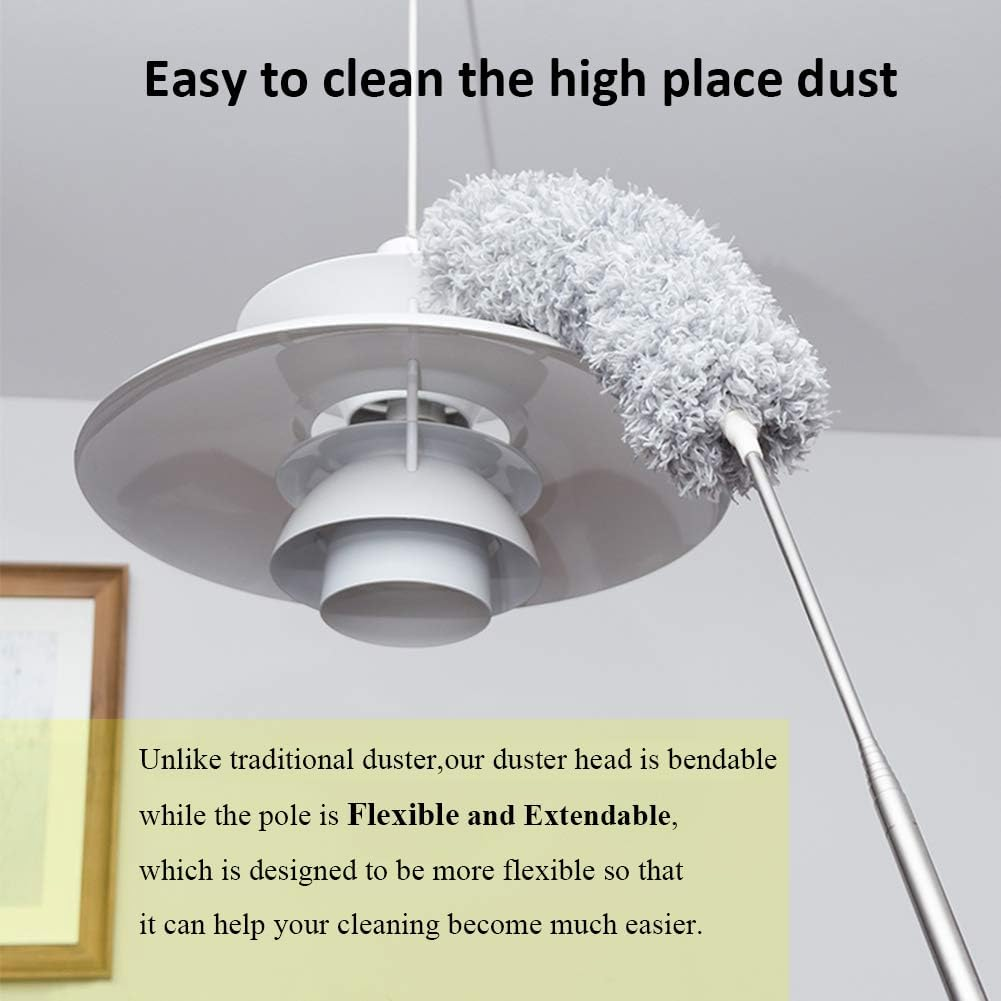 DELUX Microfiber Feather Duster Extendable Cobweb Duster with 100 Inches Extra Long Pole, Bendable Head & Scratch-Resistant Hat for Cleaning Ceiling Fan, High Ceiling, Blinds, Furniture & Cars image number 6