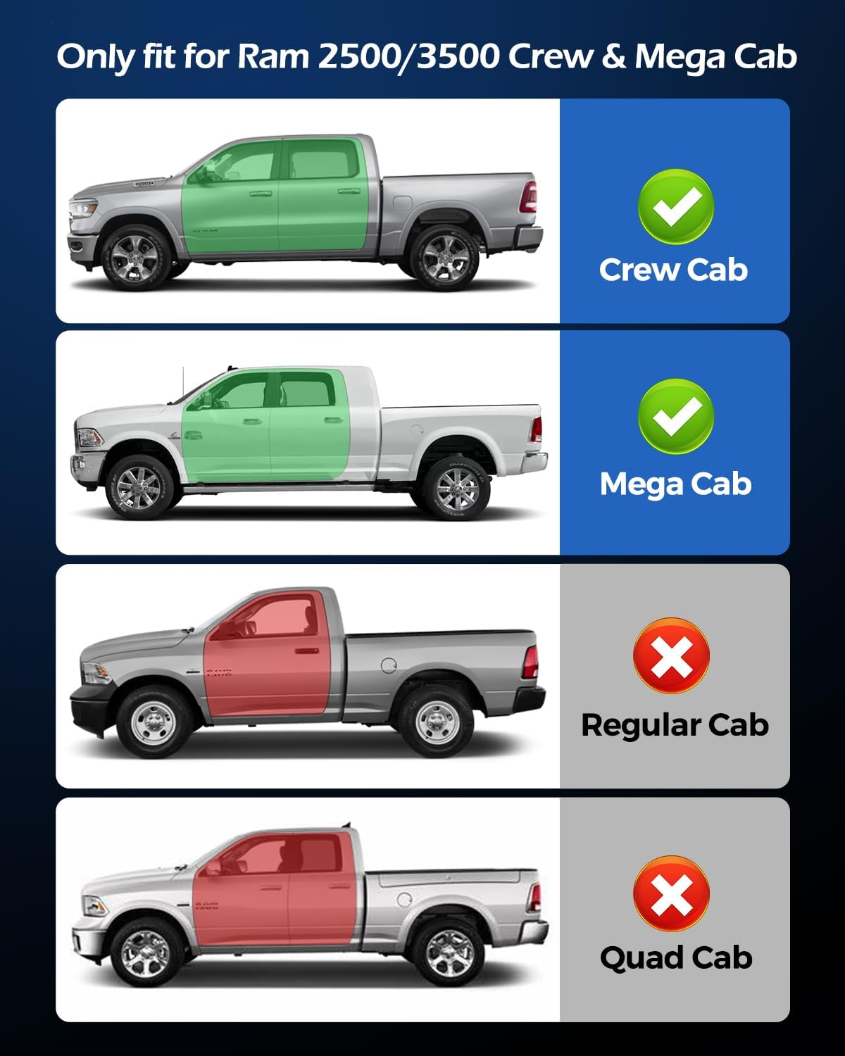 Floor Mats for Ram 2019-2024 2025: Custom Fit for Dodge Ram 2500/3500 Crew Cab & Mega Cab Front Row Bench Seat 2-Piece Set, All Weather TPE Car Carpet Liners, Heavy Duty Anti-Slip Truck Accessories image number 1