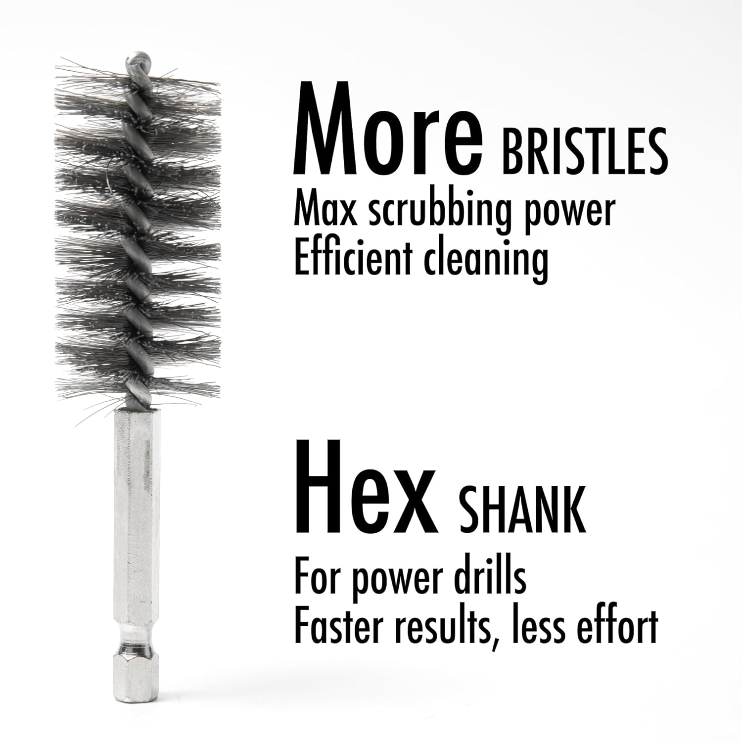 Vouyar 6Pcs Copper Tube Pipe Cleaner, 1/2&rdquo; 3/4&rdquo; 1&rdquo; Pipe Cleaning Brush Set, Stainless Steel Wire Bore Brushes for Power Drill, 1/4 Inch Hex Shank image number 6