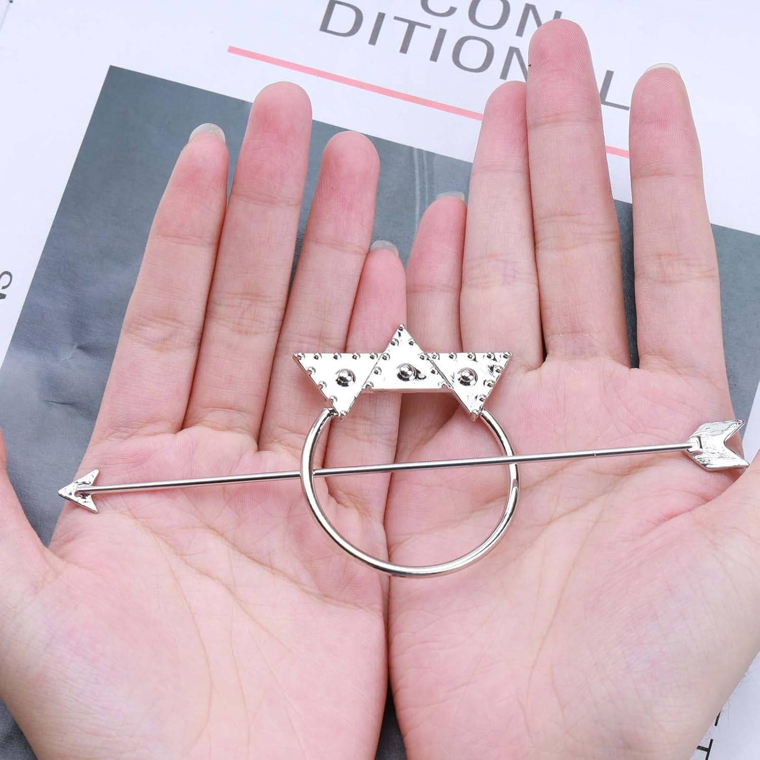 Yheakne Antique Arrow Circle Hair Clip Geometric Hair Clip Holder Pin Vintage Hair Clip Bun Holder Alloy Hair Clip Metal Decorative Hair Accessories for Women and Girls (Silver) image number 6