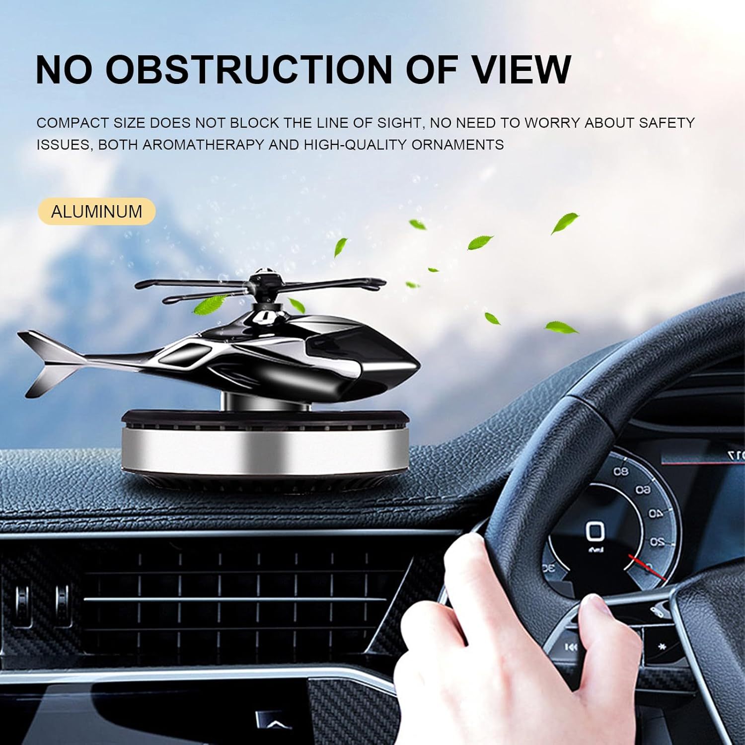 Kaidengzhe Car Air Freshener Diffuser, Solar Energy Rotating Aromatherapy Diffuser, Automotive Aluminum Alloy Interior Accessories, Natural Essential Oil Perfume for Car & Home with 3 Fragrant Tablets image number 5