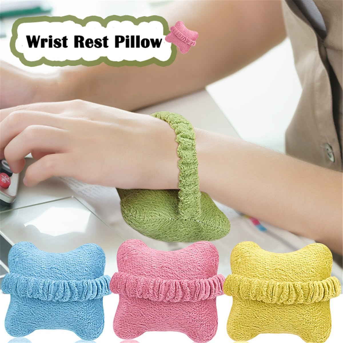 Mouse Wrist Rest Support, 4 Pcs Cute Wearable Keyboard/Mouse Wrist Rest Cushion Pillow for Computer, Laptop, Office Work, Typing, Gaming - Wrist Pain Relief image number 4