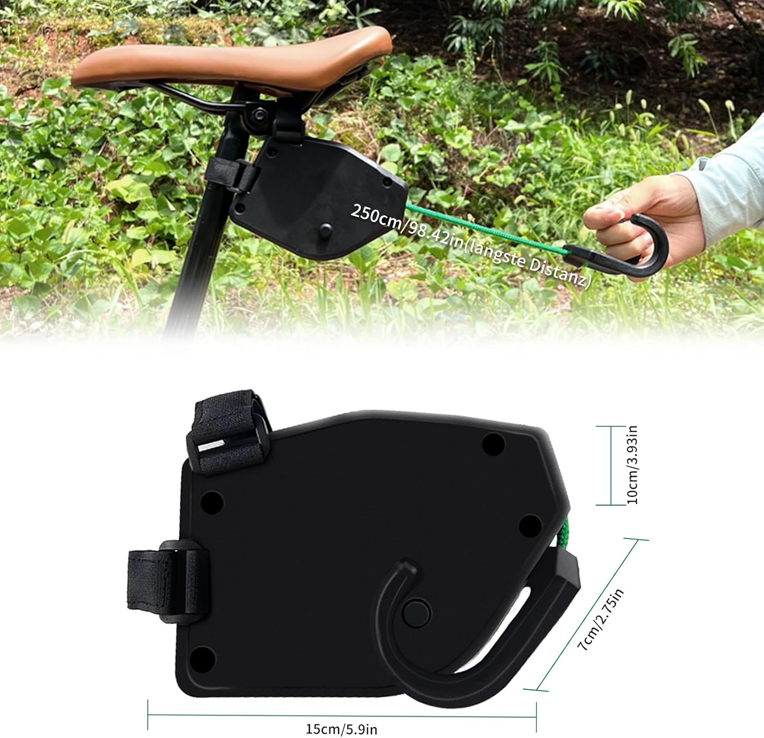 Update Children'S Bicycle Tow Rope 2.5 M Retractable Parents Child Bicycle Tow Rope Pull System Load Capacity 550 Lb Mountain Bike and Cycling Stretch Pull Strap Patent Design image number 3