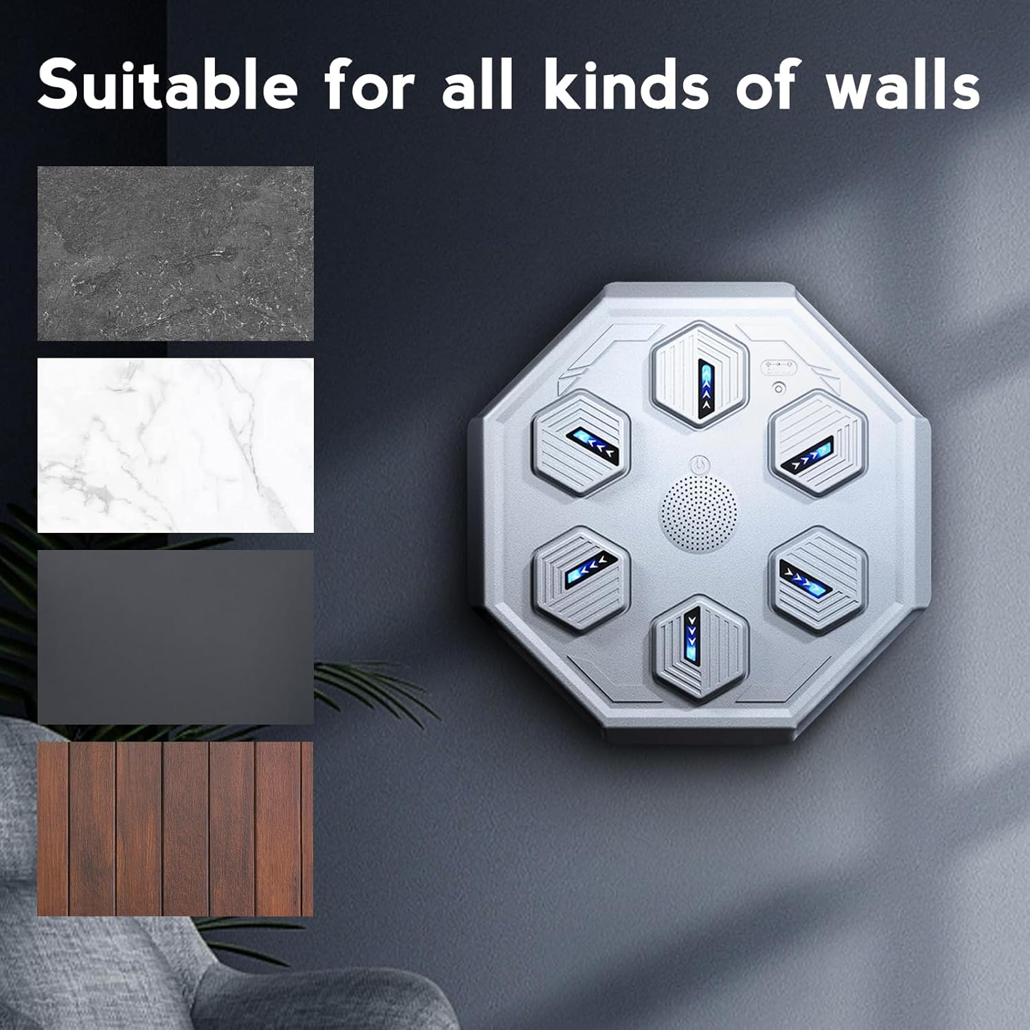 Youngly Smart Music Boxing Machine Can Connect to Bluetooth Boxing Traing Machine for Focus Agility Training Wall Mounted Punching Equipment with LED Lighting Effect/Grey image number 6