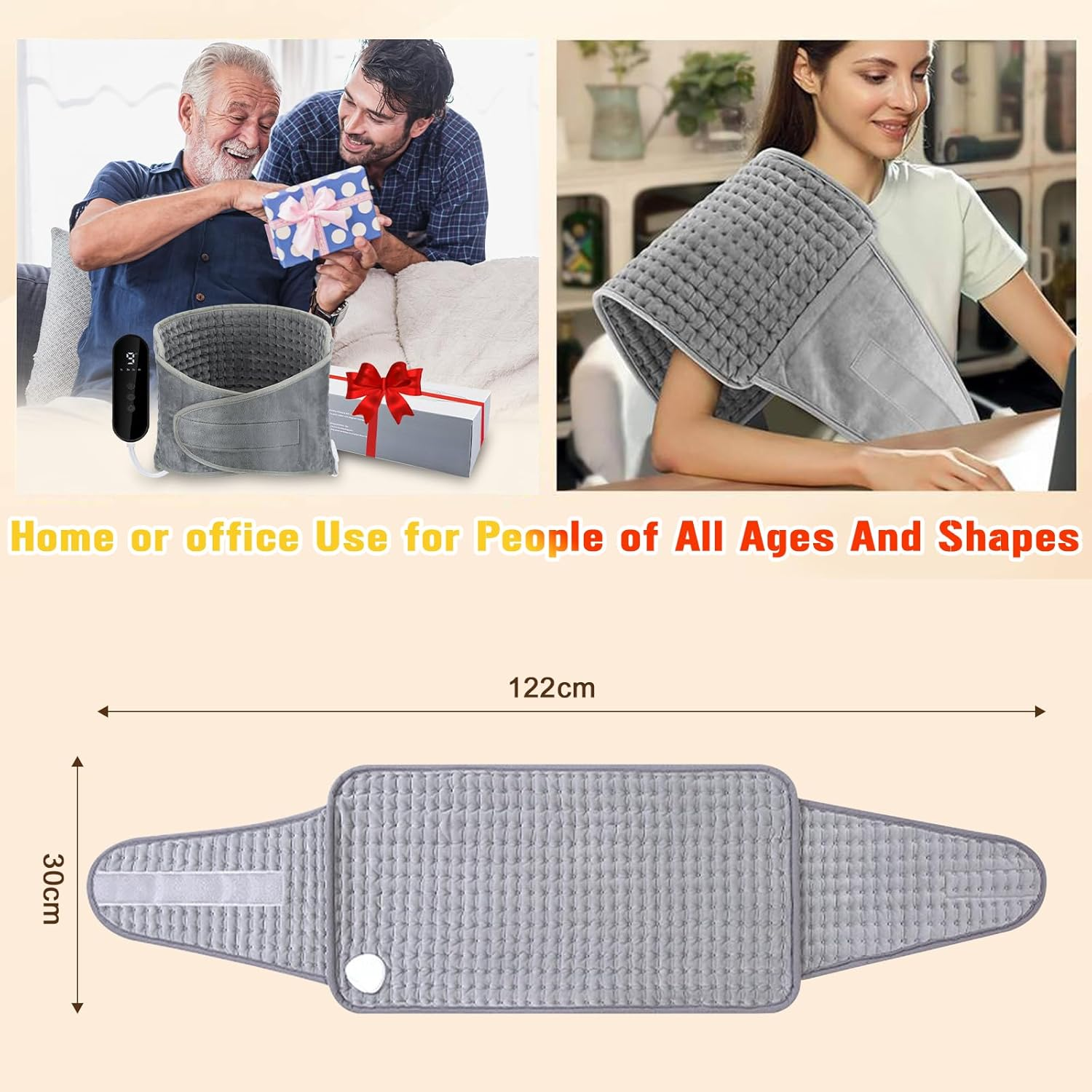 Yakiter Heating Pad for Back Pain, 30X125Cm Heating Pad with 9 Heating Levels and 4 Timer Auto Off, Fast Heating，For Cramps Neck Abdominal Shoulder, Machine Washable - Purple-60*30 image number 3