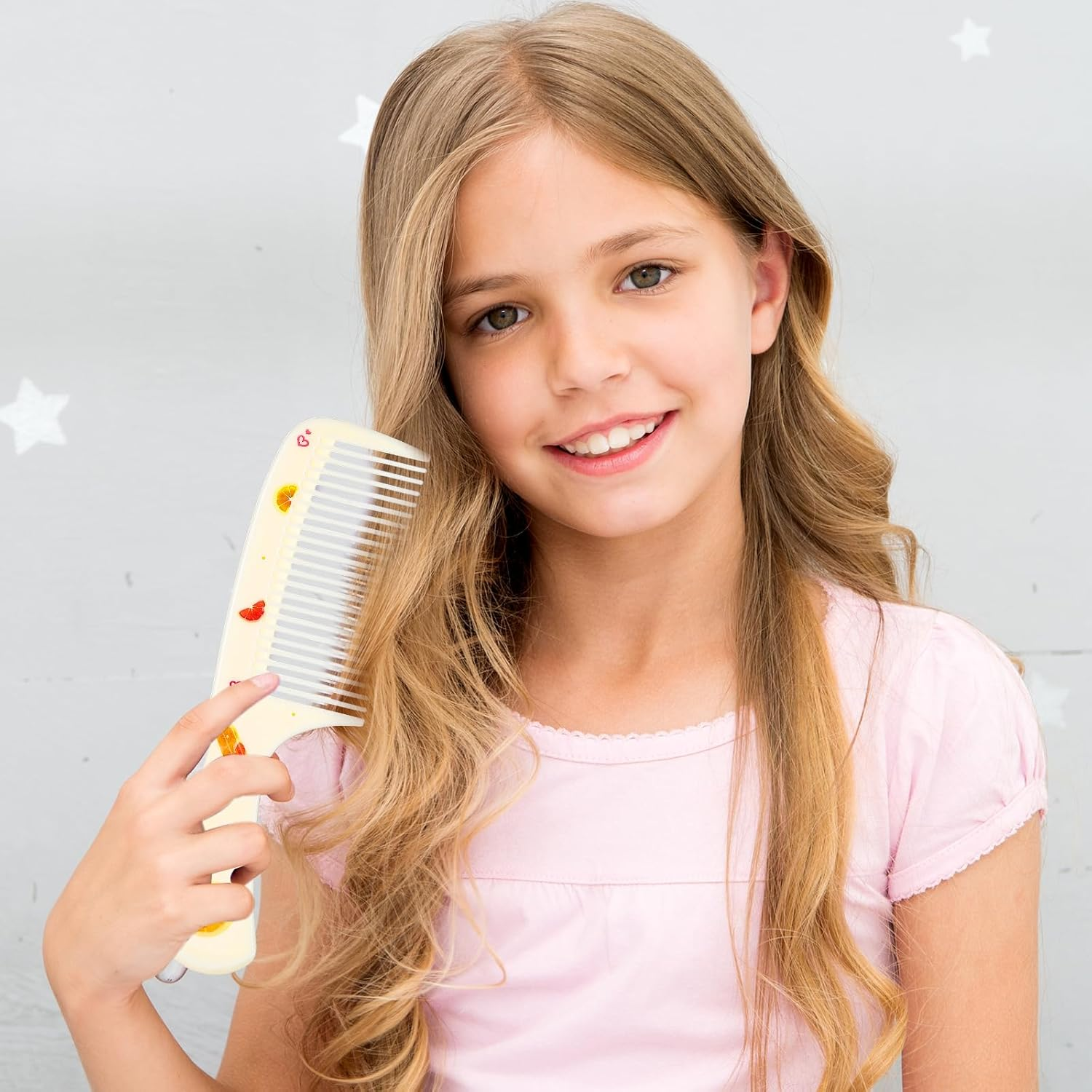 Toddler Comb Set, Small Cute Fine Tooth Comb & Rat Tail Comb for Kids Styling, Yellow Mini Hair Comb Plastic Parting Combs, Anti-Static Hairdressing Comb for Baby Girl Wet Dry Hair (2Pcs) image number 4