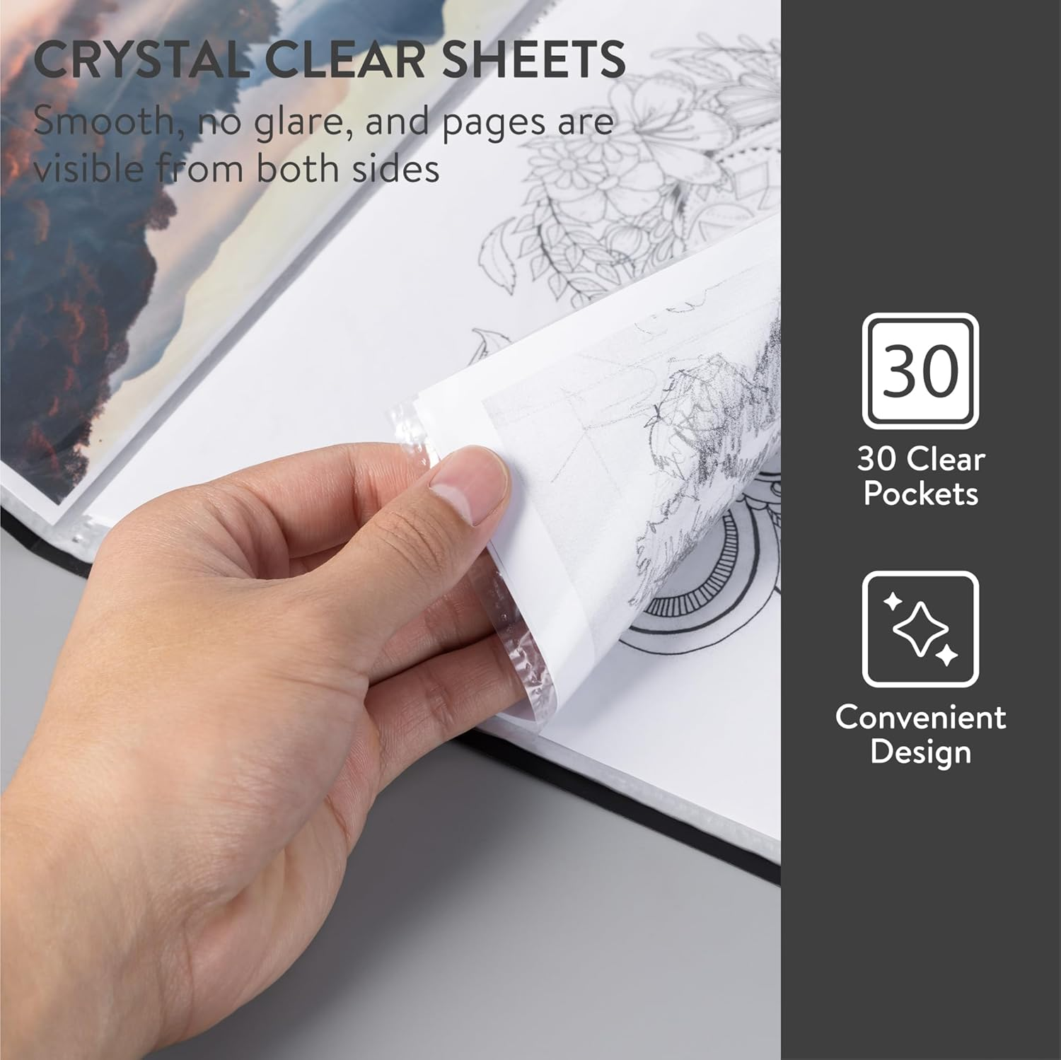 H&S A4 Portfolio Binder - 6Pcs - Presentation Folder Set with 30 Removable Clear Plastic Sleeves - Multi-Colored Display Folders