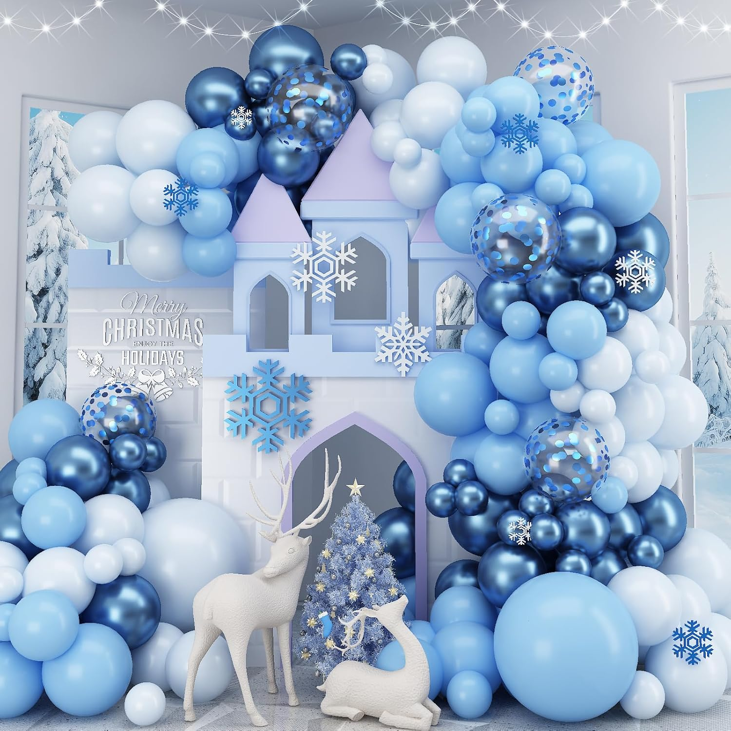 Blue Balloon Garland Arch Kit, 109 PCS Shades of Blue Balloons Set with Metallic Blue Balloons Macaron Light Baby Blue Confetti Balloons for Wedding Boys Baby Shower Birthday Ocean Party Decoration image number 4