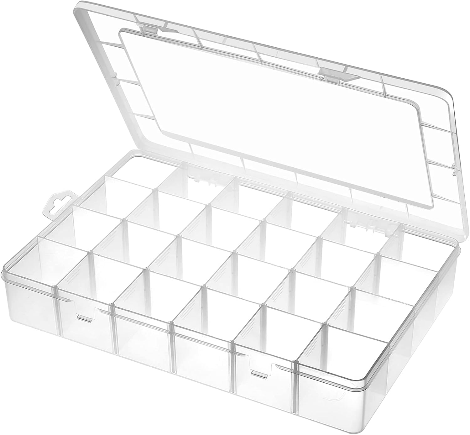 Gbivbe Large 24 Grids Plastic Organizer Box Adjustable Dividers,Clear Storage Box for Jewelry, Art DIY Crafts, Washi Tapes, Beads and Small Parts image number 5