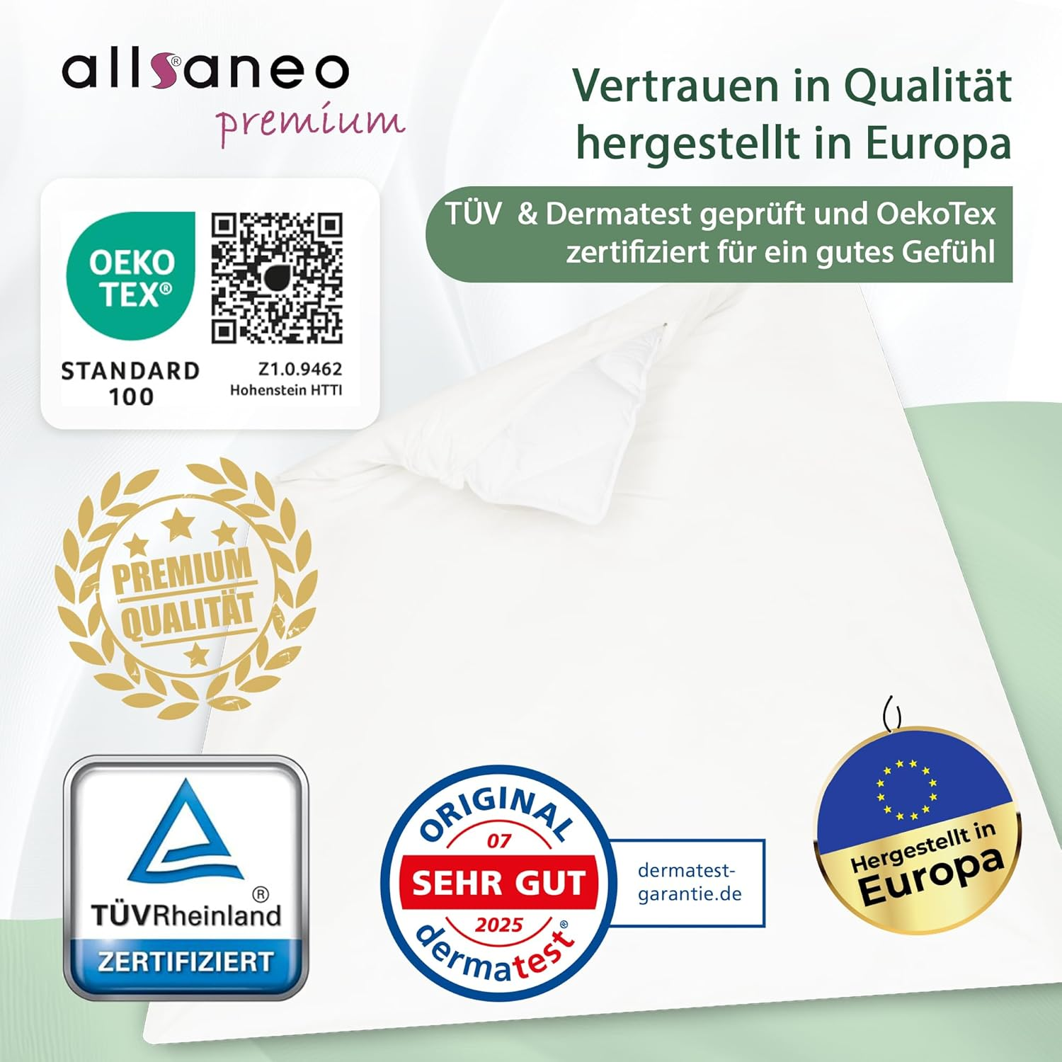 Allsaneo Premium Encasing Duvet Cover 140 X 200 Cm, Allergy Sufferers Bed Linen, Extra Soft and Light, Anti-Dust Mite Intermediate Cover for the Duvet image number 6