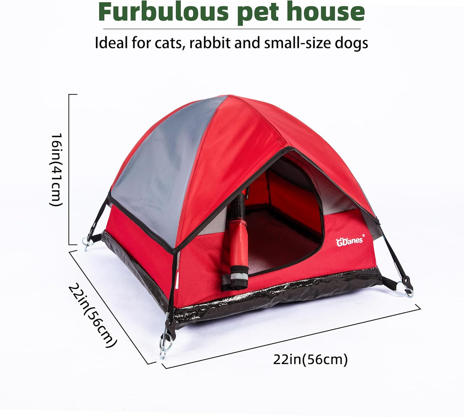 Gdanes Cat House Portable Indoor/Outdoor Red Cat Tent for Cats and Small Dogs with Soft Pad image number 3