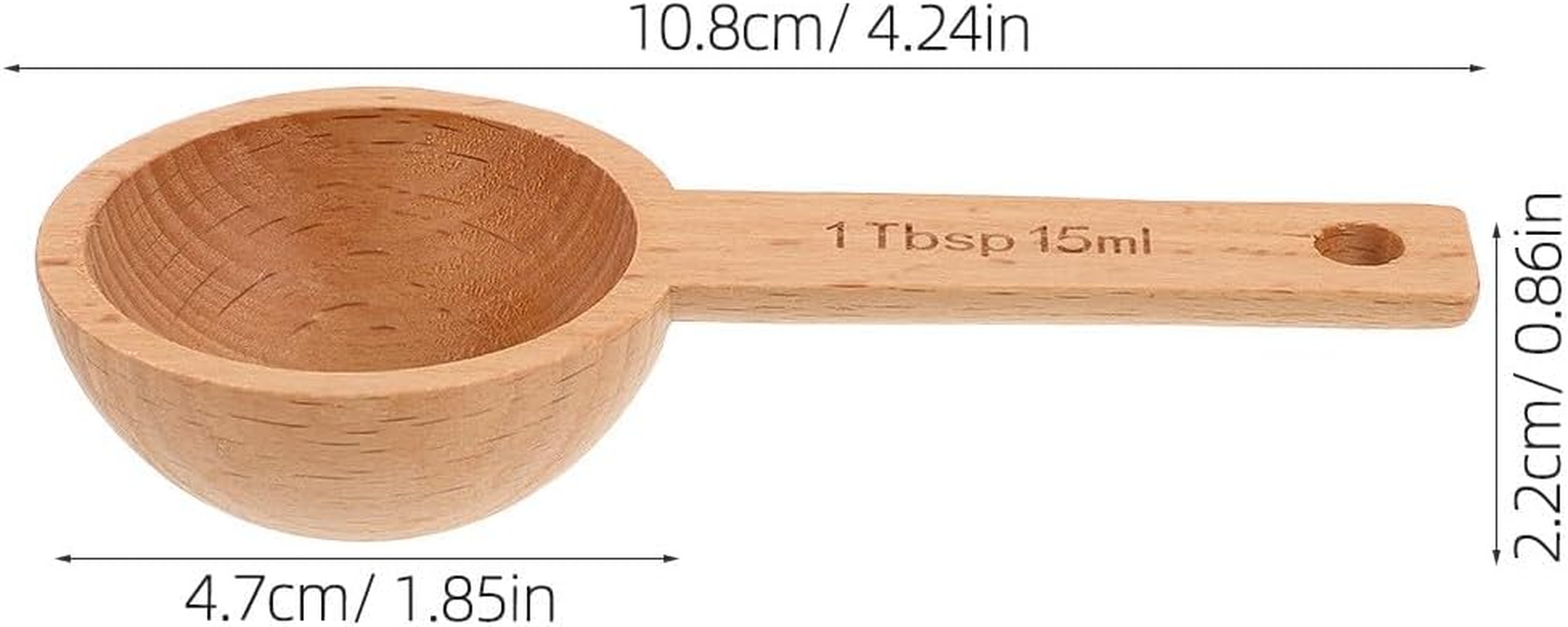 GALPADA 4Pcs Beech Wood Coffee Measuring Spoons 15Ml Wooden Coffee Scoops with Markings Small Measuring Spoons and Tea Kitchen Accessories
