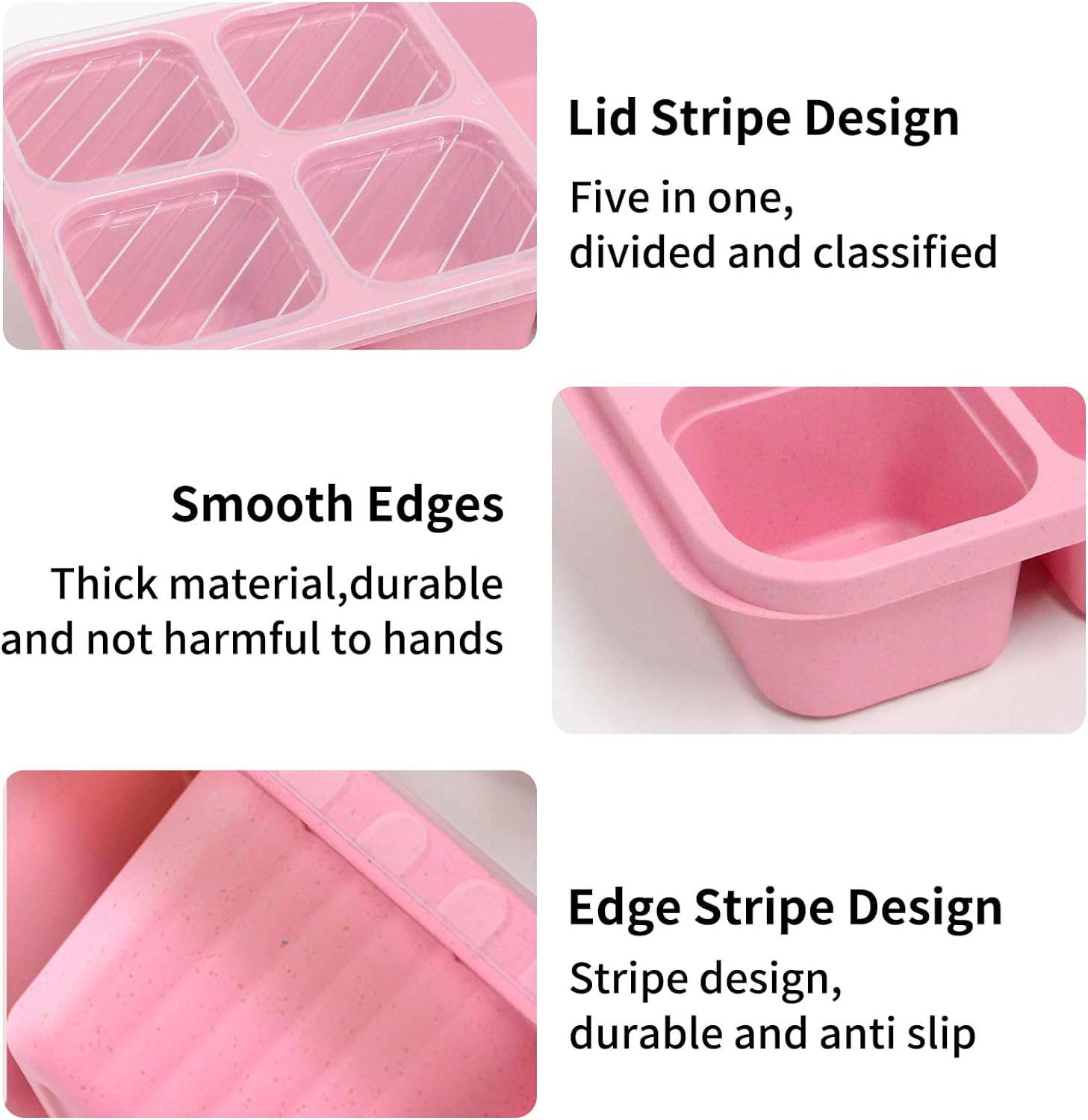 4 Pack Bento Box Set with Lid, 1000ML Lunch Box with 5 Compartments,Lunch Containers for Kids Adults, Divided Food Storage Containers for Work Travel School image number 2