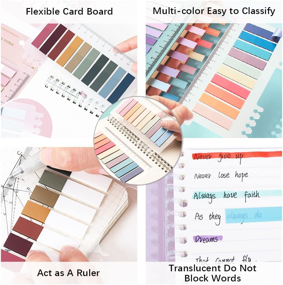 1600 PCS Sticky Index Tabs, Annotation Book Markers Tabs, Tabs for Annotating Books Supplies, Writable Page Notes, Morandi Aesthetic Sticky Tabs for Reading File Classify Page Marking image number 1