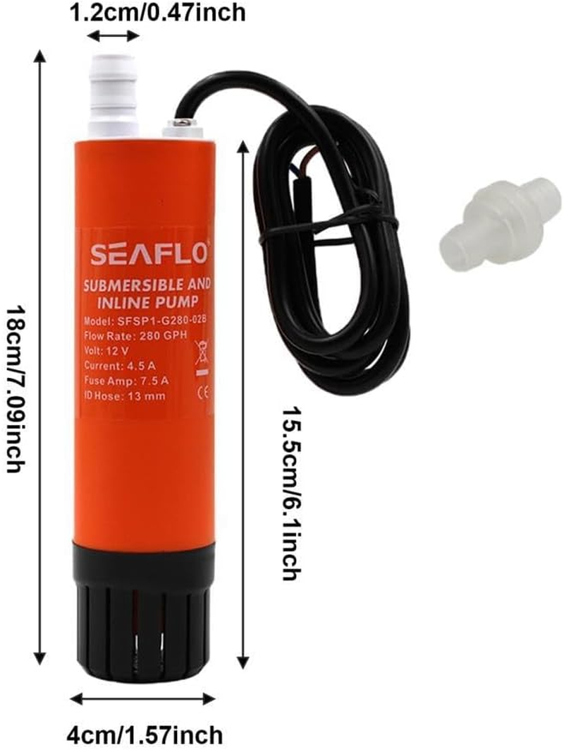 Submersible/Inline Water/Transfer Pump - 12V, 280 GPH for RV image number 5