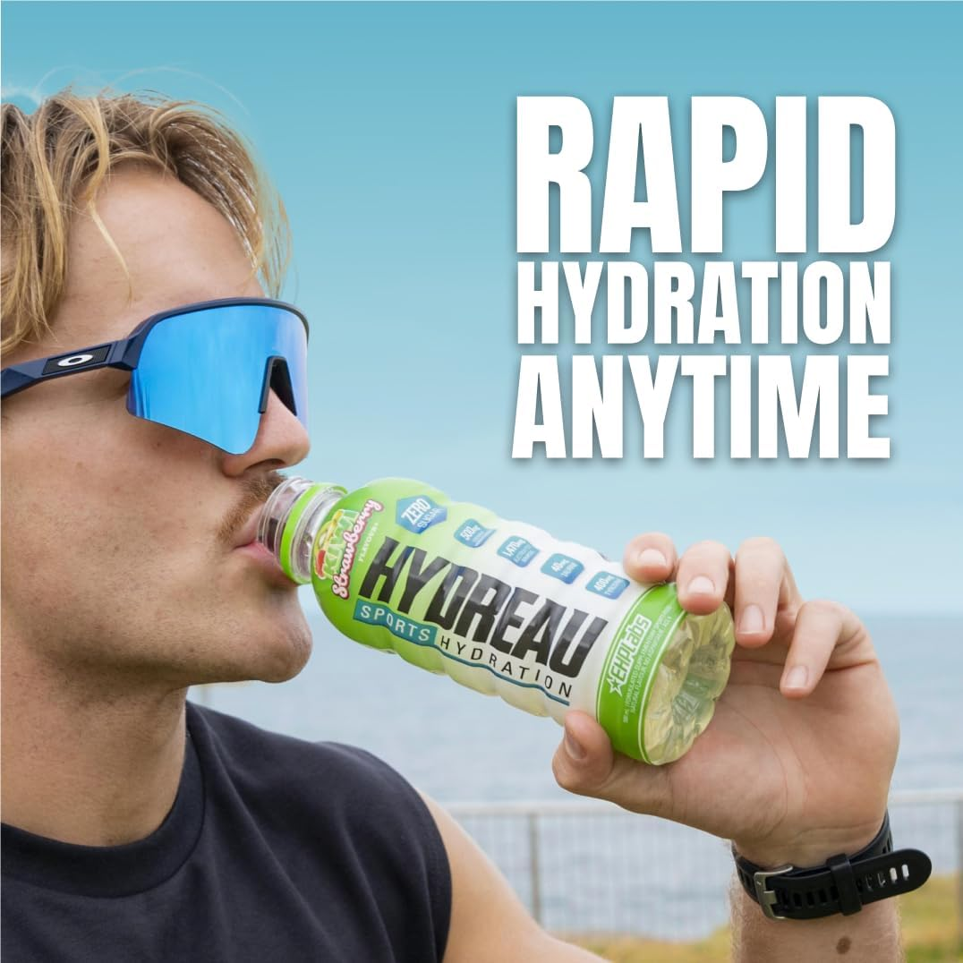 EHP Labs Hydreau Sports Electrolyte Hydration Drink - Sugar Free Electrolytes with Coconut Water Powder, Taurine & Tyrosine - Essential Electrolytes for Energy, Focus, & Endurance. 12 Pack, Kiwi Strawberry image number 2
