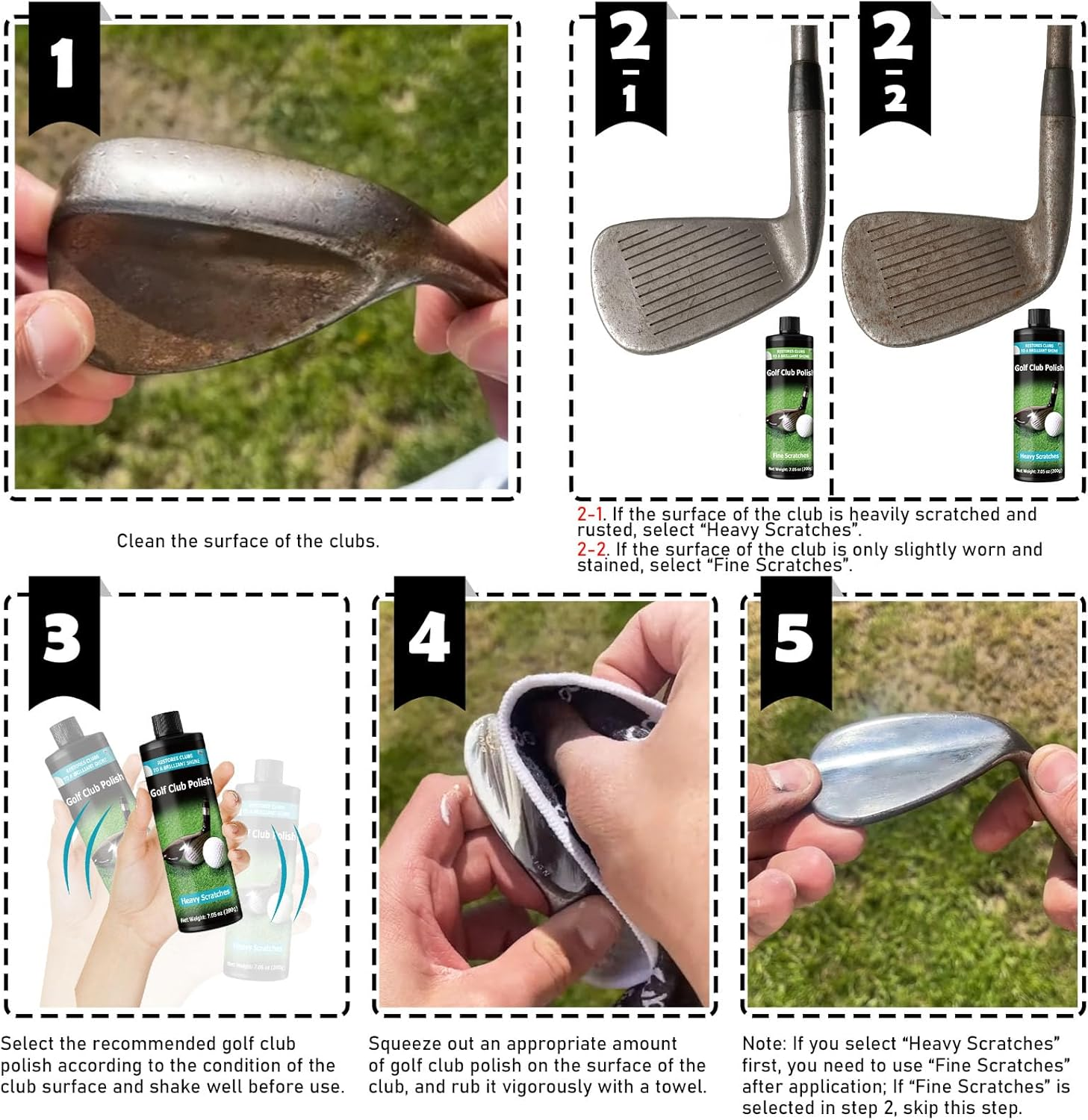 2 X200Ml Golf Club Polish, Cleaning, Polishing and Restoring Golf Clubs, Designed for Irons, Woods, Putters, Grips and Drivers image number 5