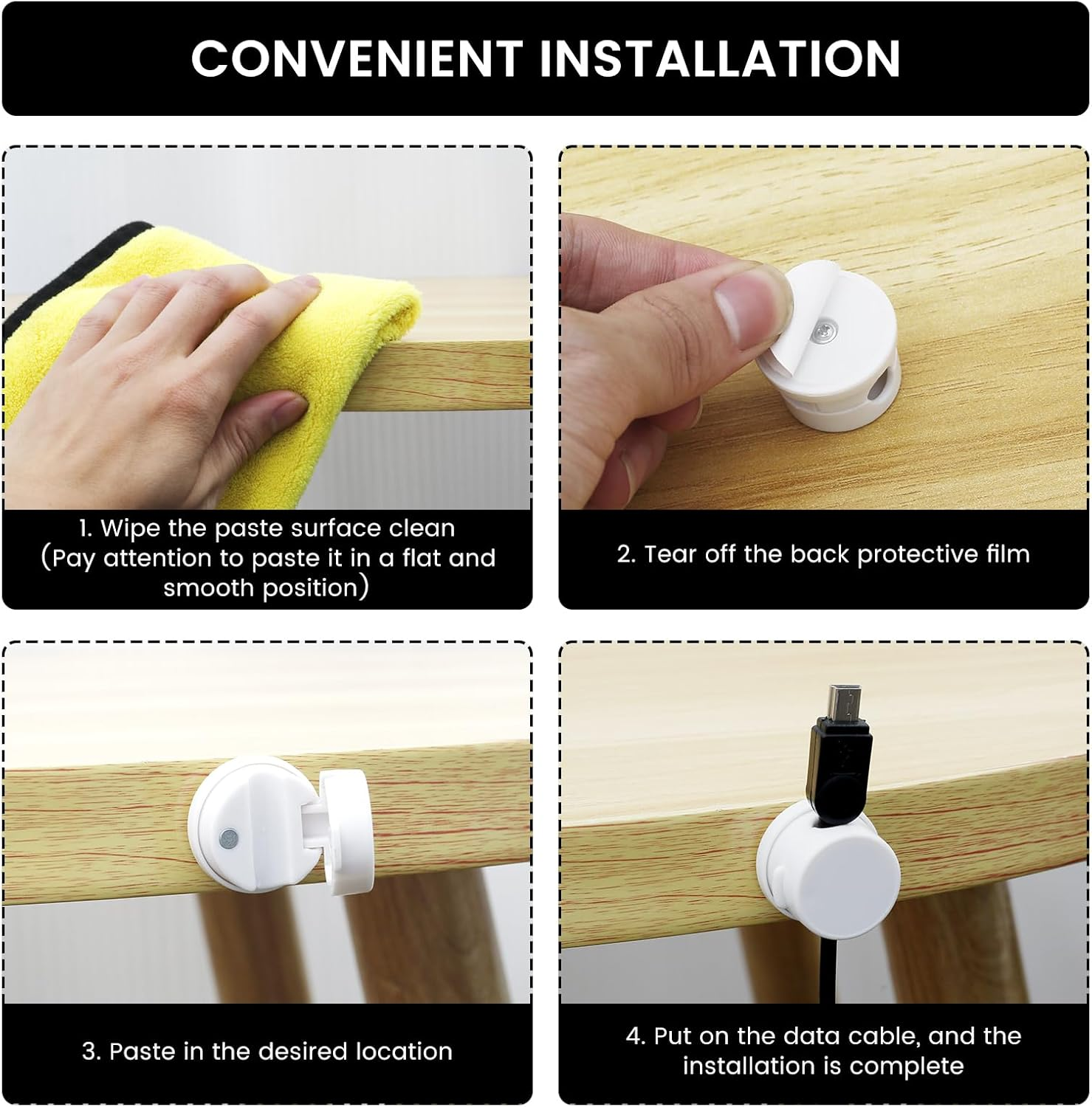 Rdjeokf 12Pack Cord Organizer, Adhesive Cord Organizer Wire Holder, Keeper USB Charger Holder, Desk Phone Charger Cord Management Holder, for Car, Office Home Desktop, Wall, Night Table image number 6