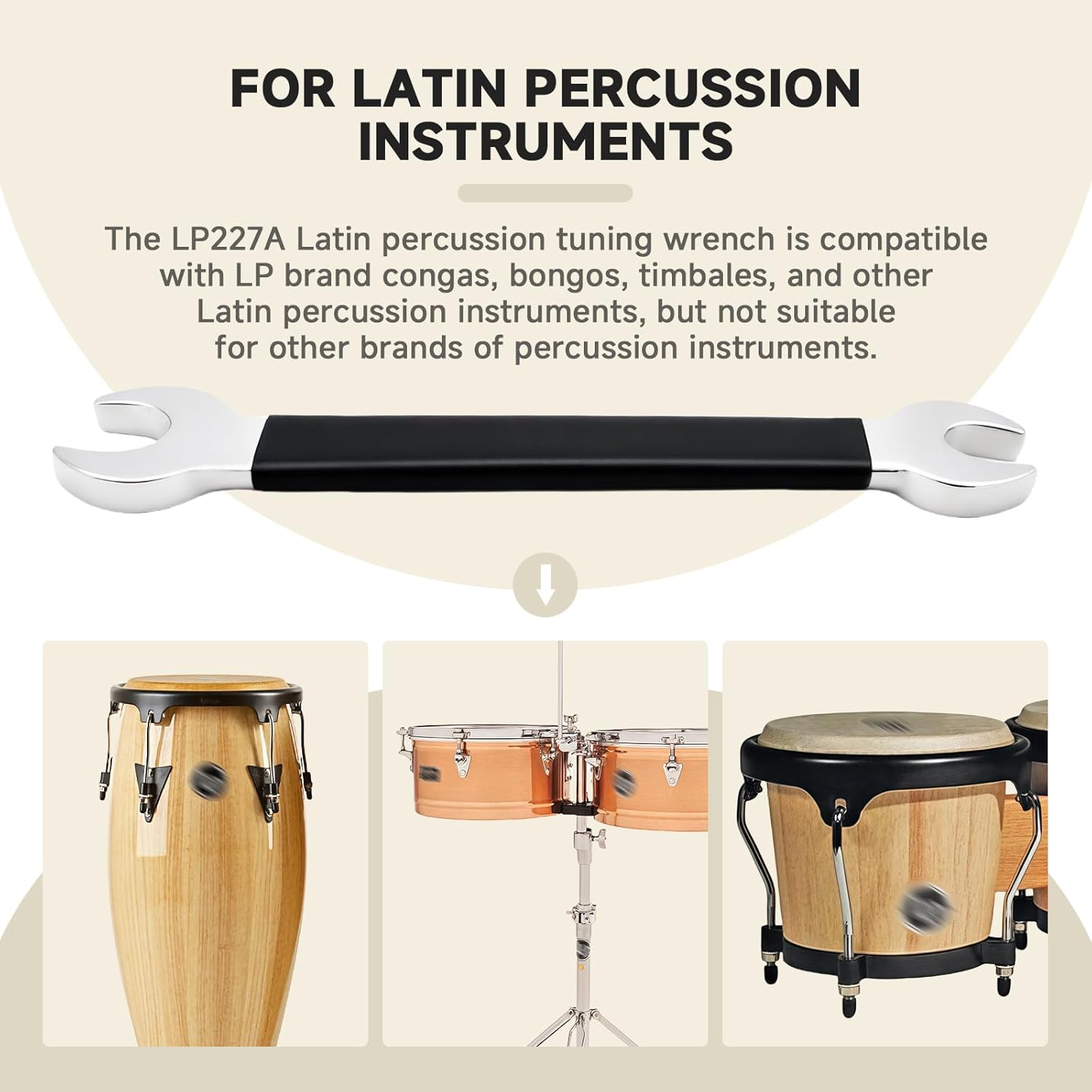 LP227A Latin Percussion Tuning Wrench, Suitable for LP Brand Congas, Bongos, Timbales and Other Latin Percussion Instruments, Double-Ended, Size 1/2 Inch and 9/16 Inch image number 5