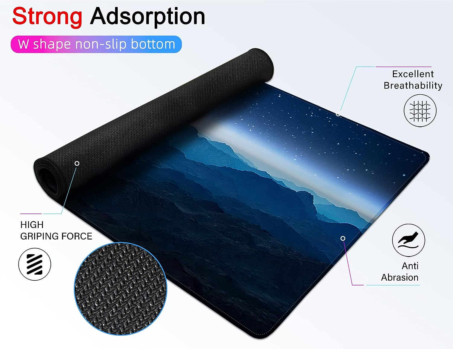 Excovip Large Gaming Mouse Pad,Large Stable Rubber Base Mousepad with Stitched Edges,700X300X2 Mm XL Mousepad,Beautiful Desk Pad for Keyboard and Mouse,Mountain Scenery, 0062 image number 2