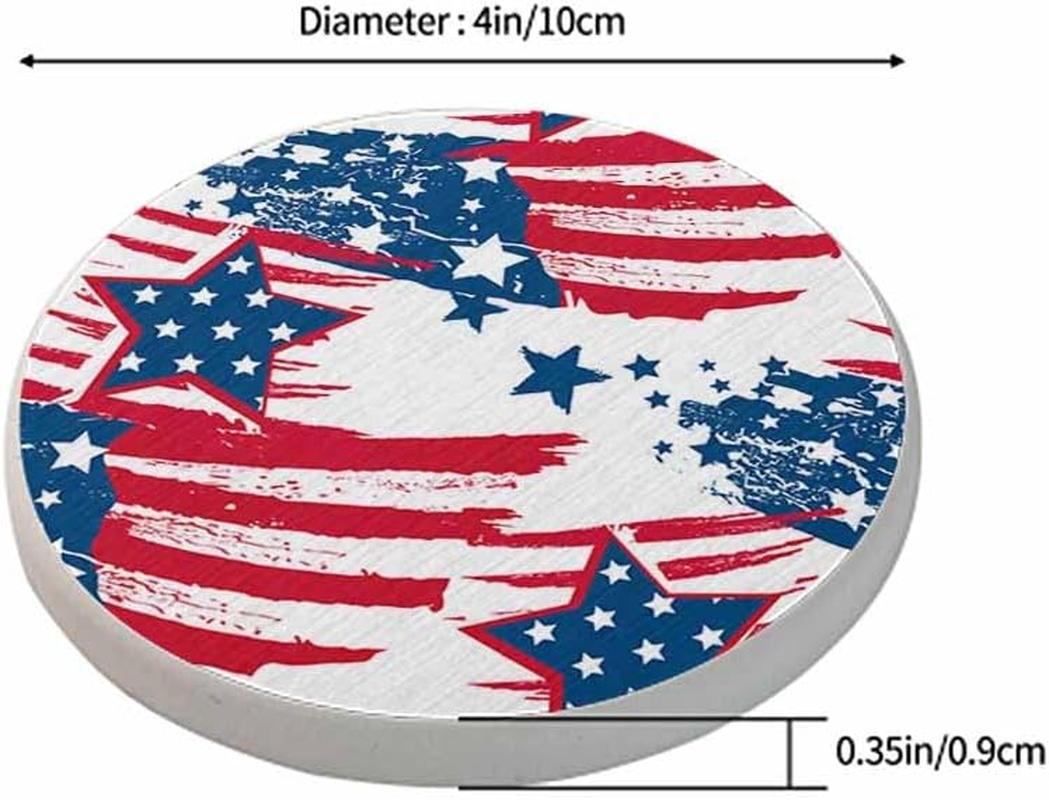 Ofloral American Elements Coasters for Drinks Stars Flag Stripes Art Graffiti National Day Cups Place Mats for Home Decor Set of 2, 4 Inch - Cute Alpaca image number 4