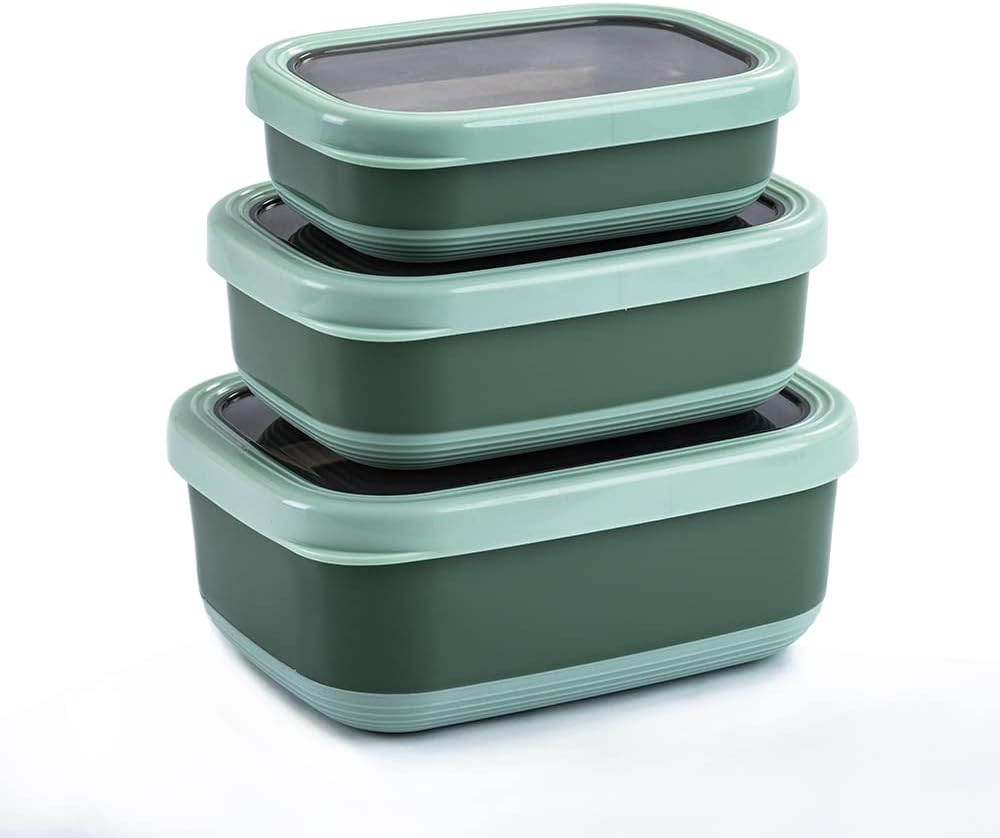 Lille Home Premium Stainless Steel Food Containers/Bento Lunch Box with Anti-Slip Exterior, Set of 3, 470ML, 900ML,1.4L, Leakproof, BPA Free, Portion Control