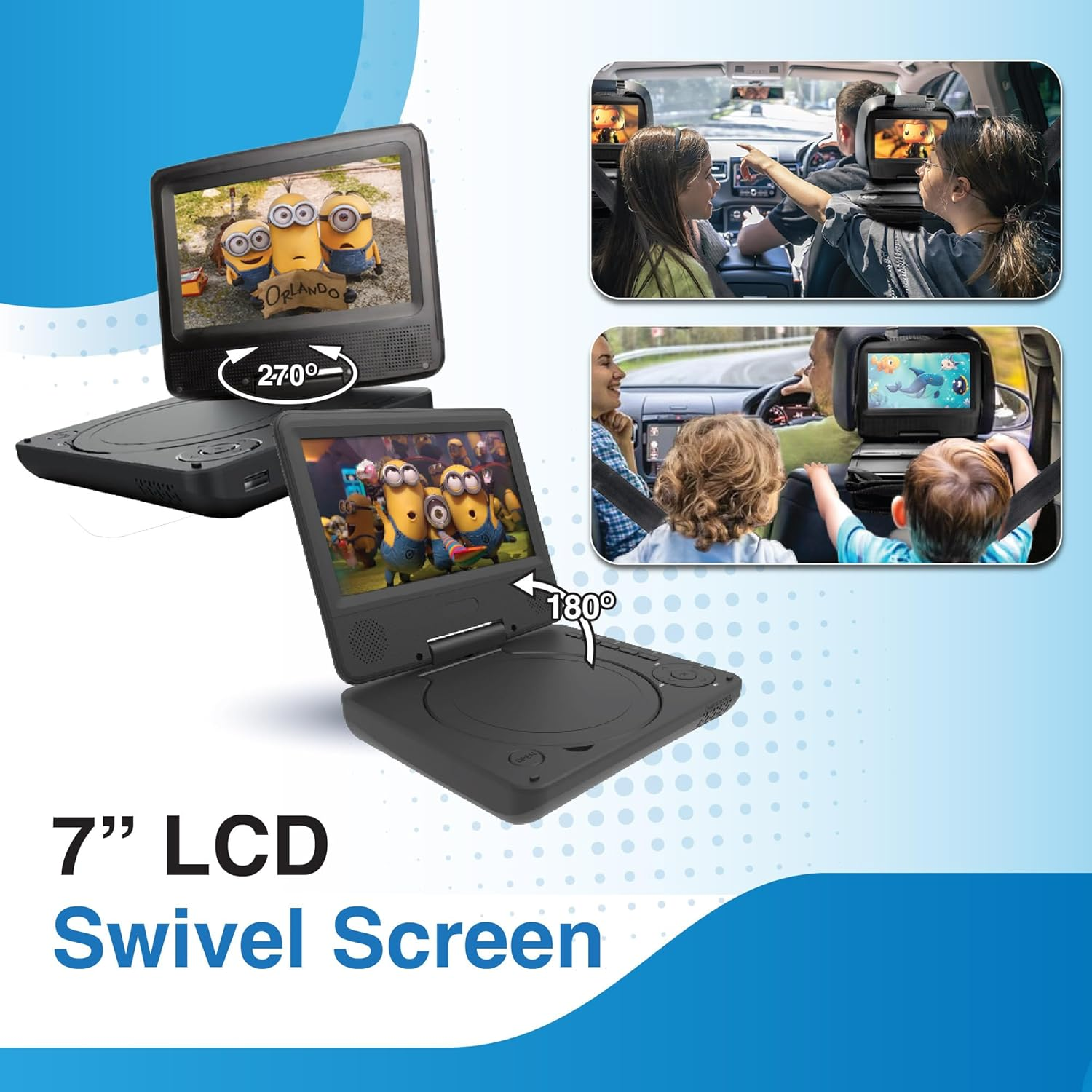 Laser 7 Portable DVD Player Screen with USB SD 12V 240V Region Free SD image number 3