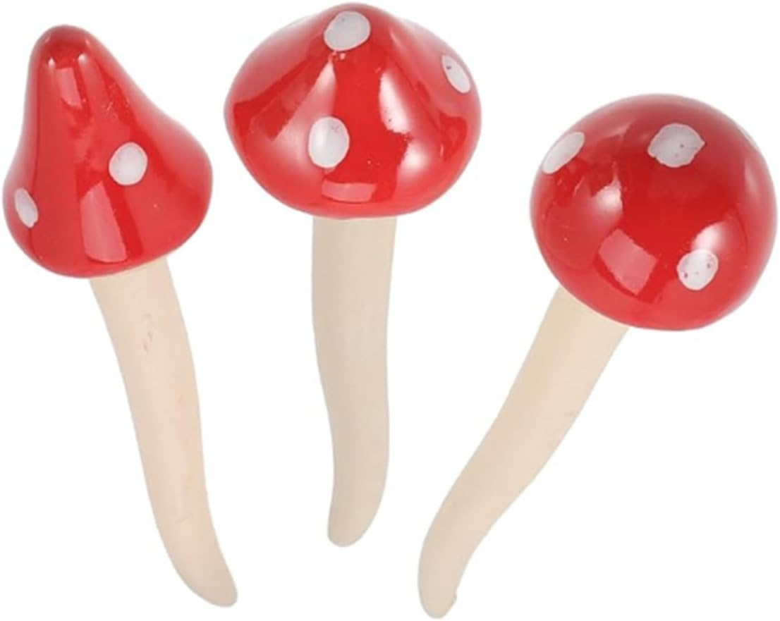 Ksngtixe 3-Pack Ceramic Mushroom Figurines - Colorful Spotted Gradient Garden Decor for Fairy Gardens, Plant Pots & Outdoor/Indoor Use image number 4