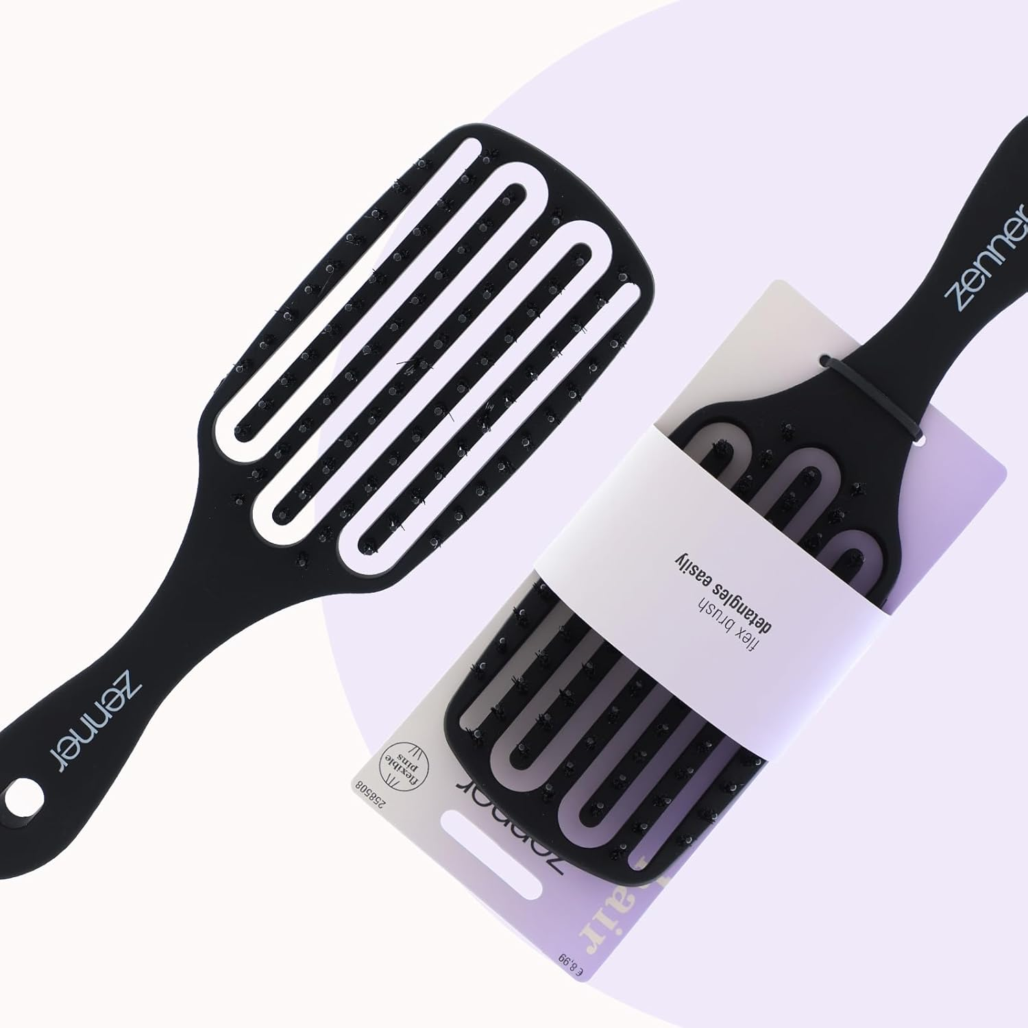 Zenner Flex Paddle Hair Brush - Large Flexible Detangling Brush with Antistatic Nylon Bristles - for Wet or Dry Hair - Gentle Styling for All Hair Types, Even Sensitive Hair image number 3