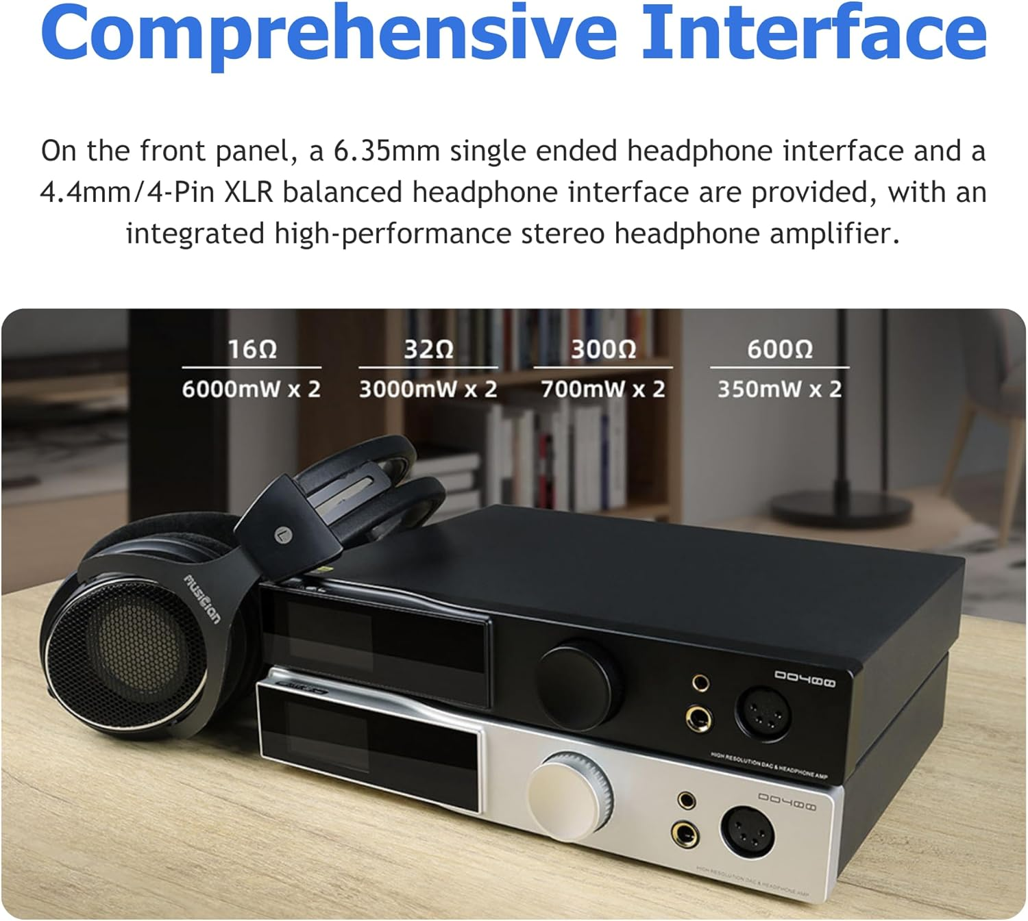 SMSL DO400 Full Balanced DAC Headphone Amp, ES9039MSPRO XMOS-XU316 USB DAC, Bluetooth 5.1 LDAC, Usb/Aes/Opt/Coax MQA DAC, IIS Input DAC, 4.4Mm/6.35Mm/4-Xlr Headphone Amps with Remote Control (Silver) image number 3