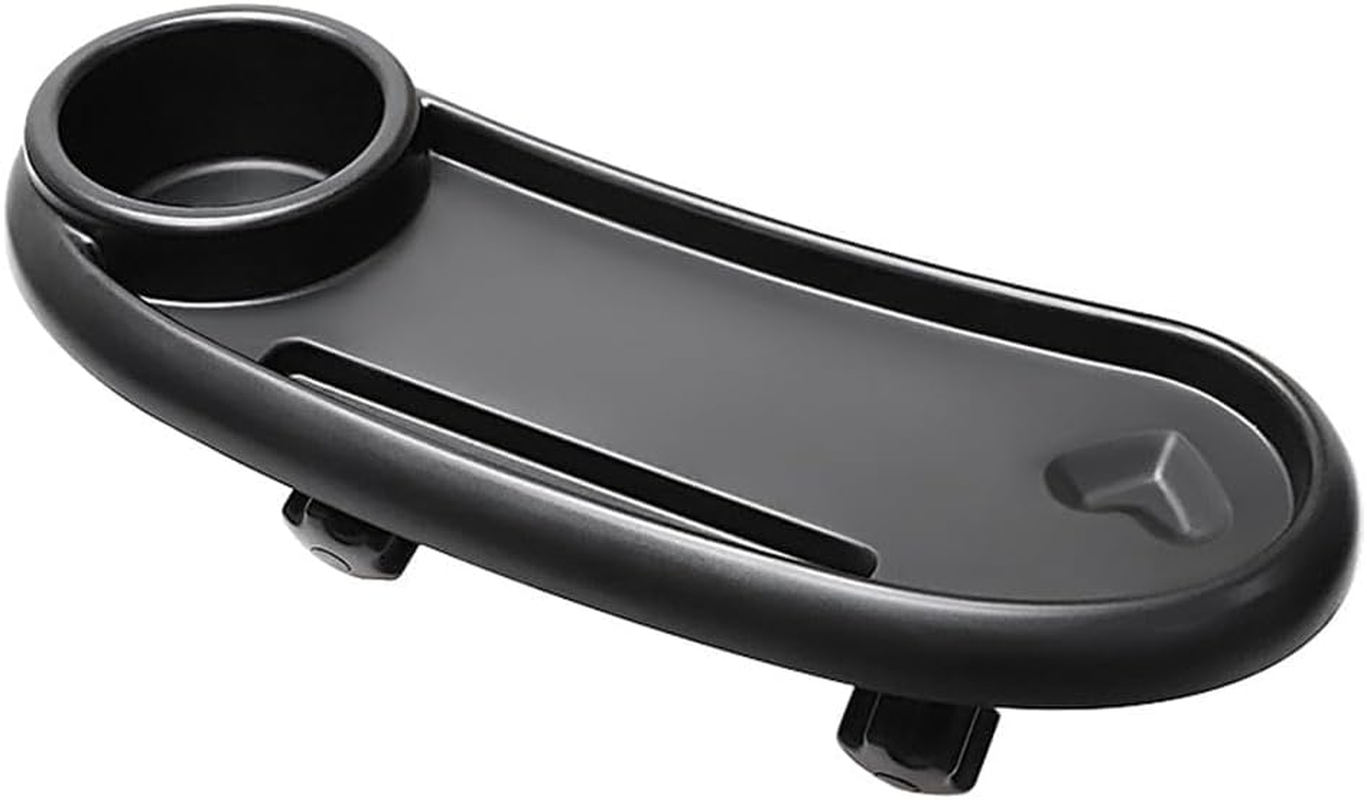 3 in 1 Stroller Cup Holder, Removable Baby Snack Tray, Universal Baby Dinner Table, Tray with Adjustable Buckle and Hooks, Non-Slip Grip Clip for Stroller Bar (Black) image number 3