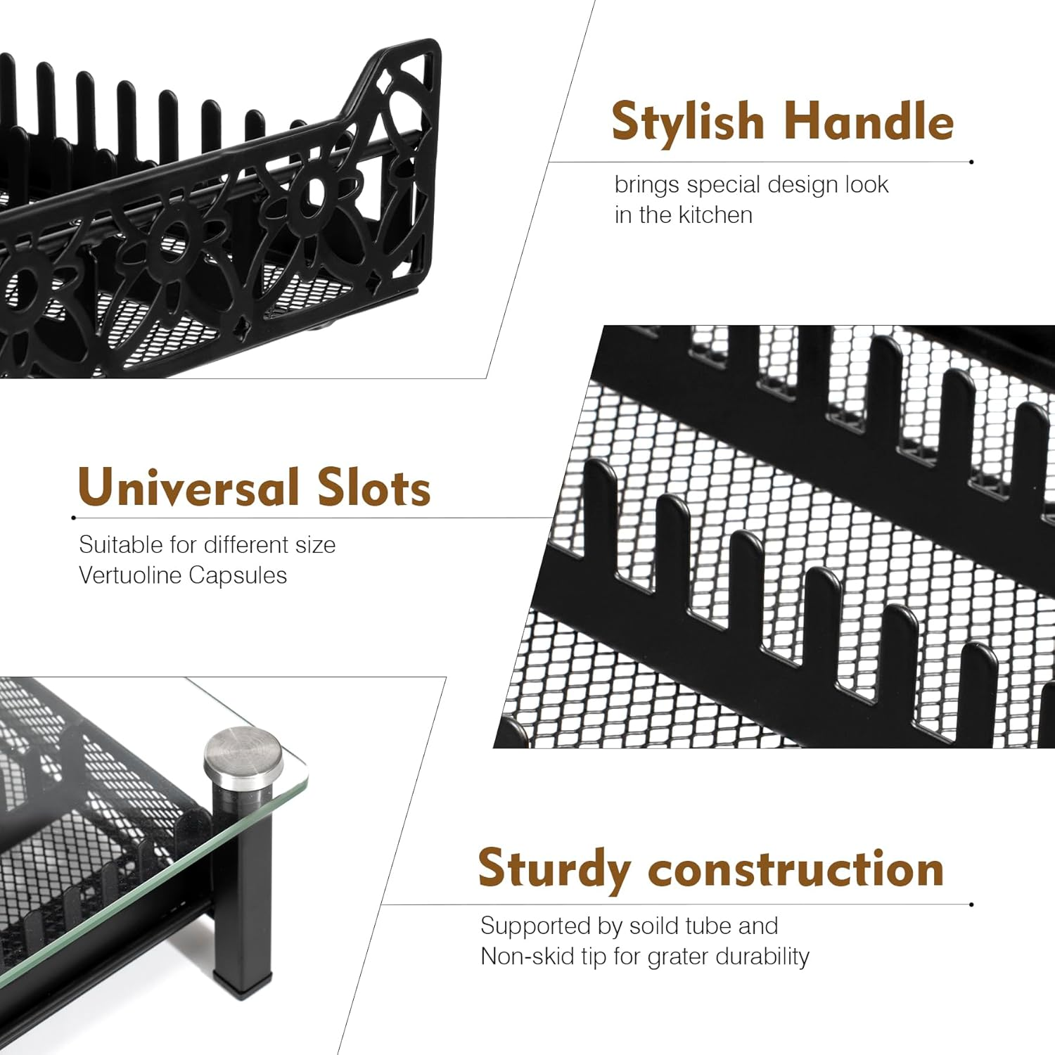 RECAPS Coffee Pod Storage Holder Drawer Tempered Glass Organizer Kitchen Compatible with Nespresso Vertuo Capsules, K Pod Drawer Coffee Maker Machine Stand image number 5