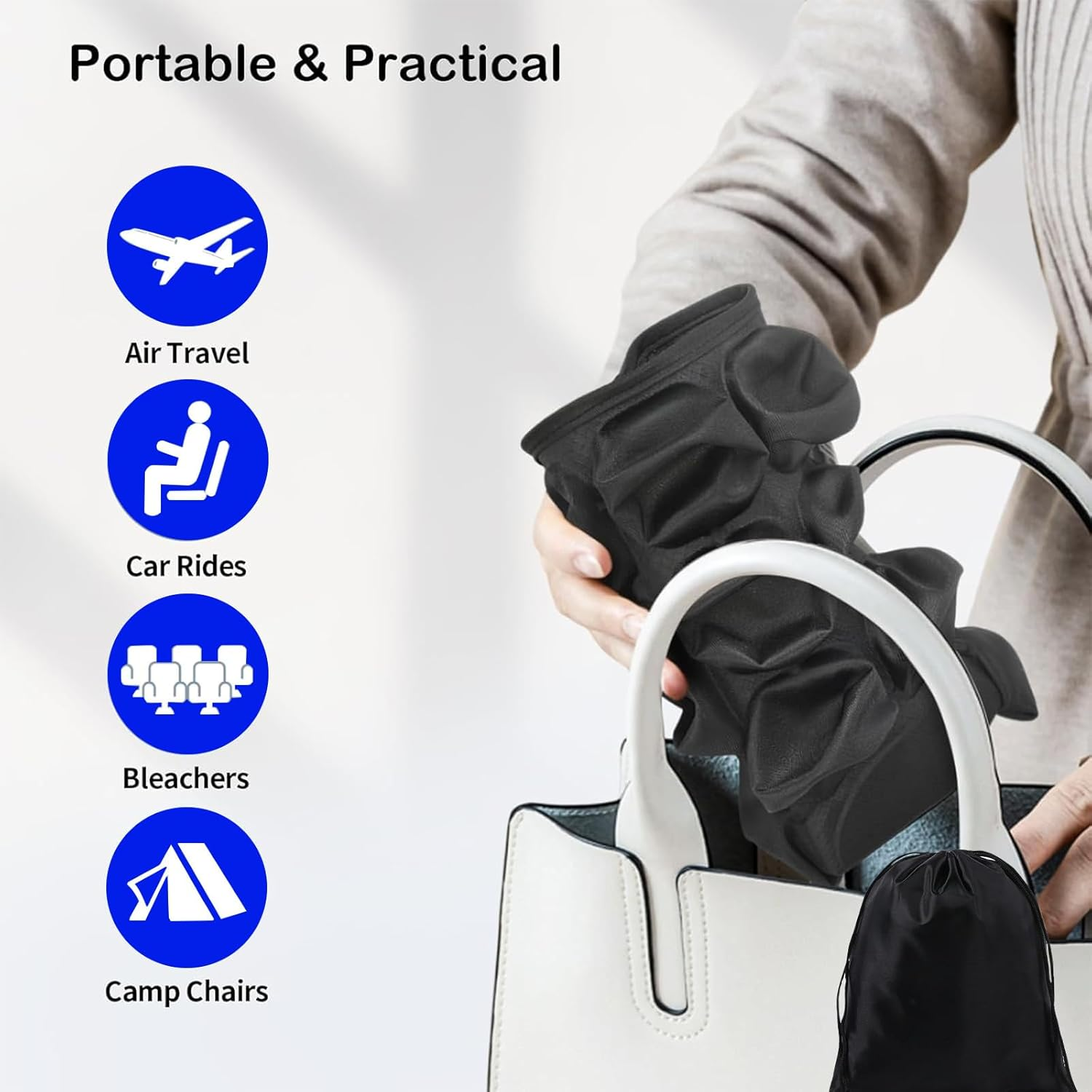 Portable Travel Cushion, 3D Air Cell Seat Cushion for Hemorrhoid and Tailbone Pain Relief, Manual Press Inflateable Seat Cushion for Long Sitting in Airplane Wheelchair, Car Set, Office Chair image number 2