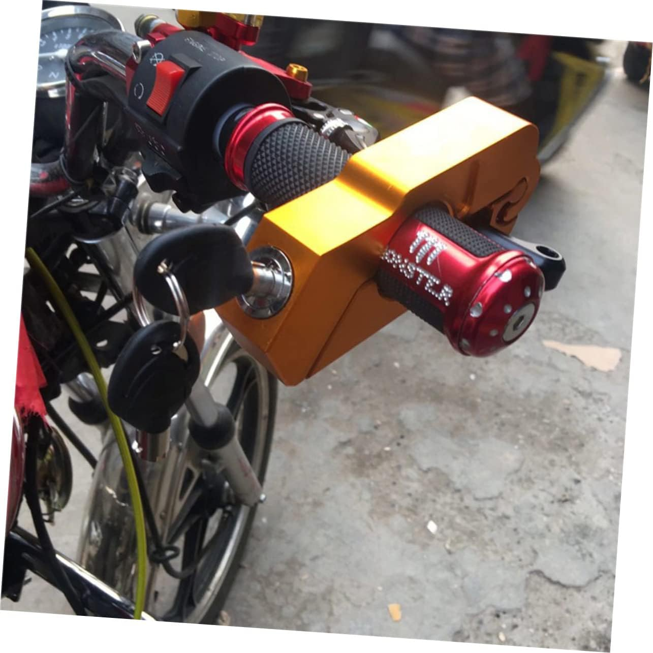 Mikinona CNC Aluminum Alloy Motorcycle Handlebar Lock Theft Device for Scooters and Atvs Lightweight and Compact Design for Securely Locking Moving Parts image number 1
