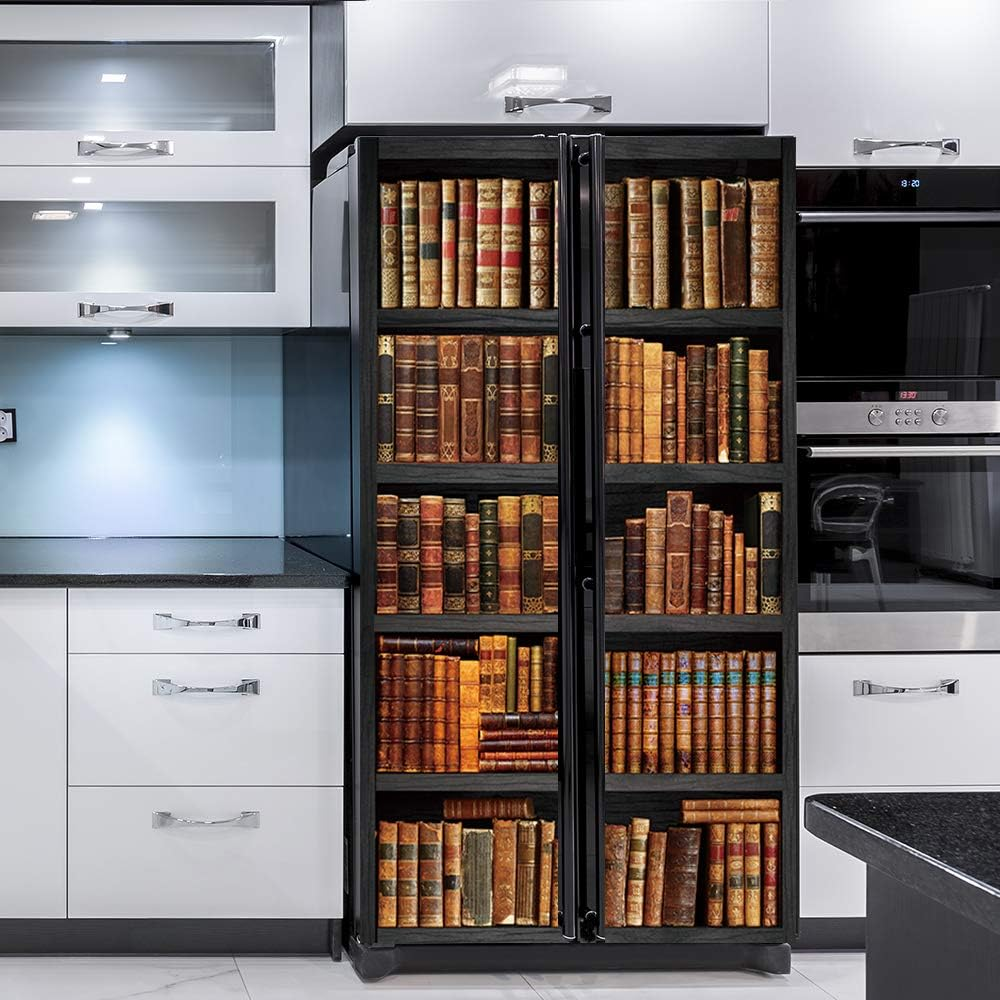 Nature Art Self Stick Vinyl Door Mural Sticker, Peel and Stick Removable Refrigerator Wrap Decal, Green Forest, 32.3X78.7, 2 Pcs Set