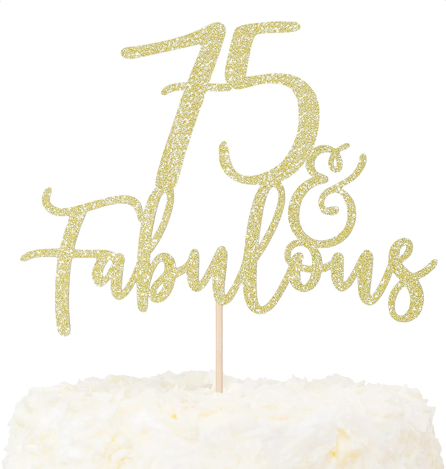 LOVENJOY Cake Topper 65Th and Fabulous Birthday Cake Decoration Gold Glitter 65Th Cake Topper for 65Th Birthday Party Cake Decoration