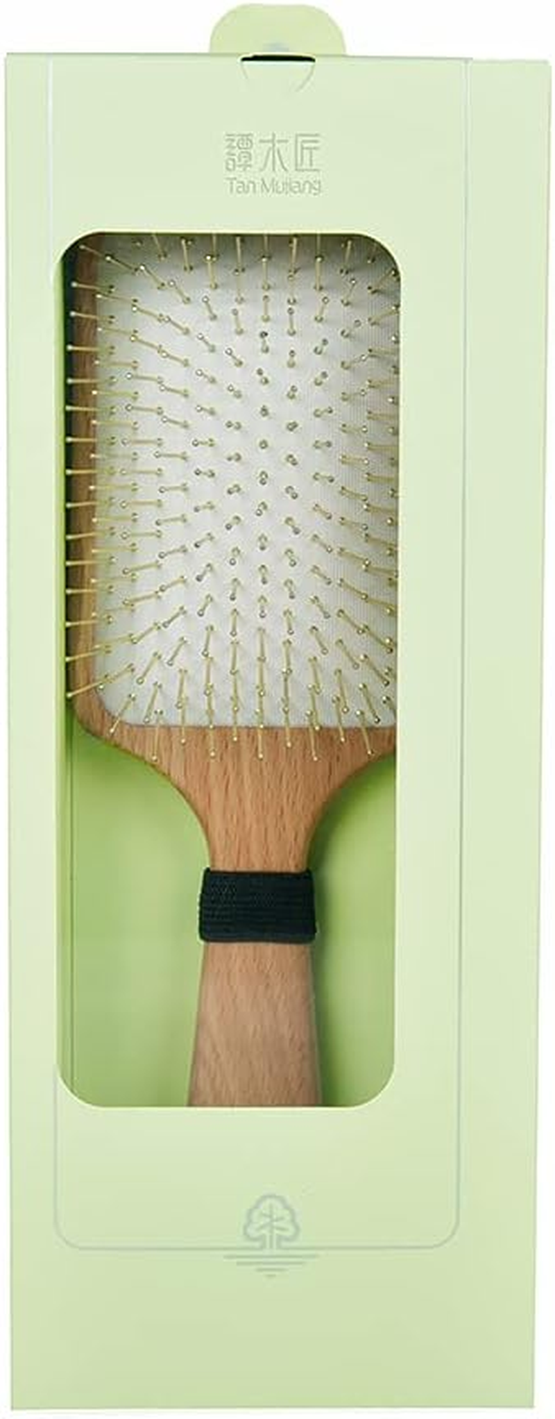 TAN MUJIANG Wood Hair Comb FSC Certified Beach Wood Metal Pin image number 3