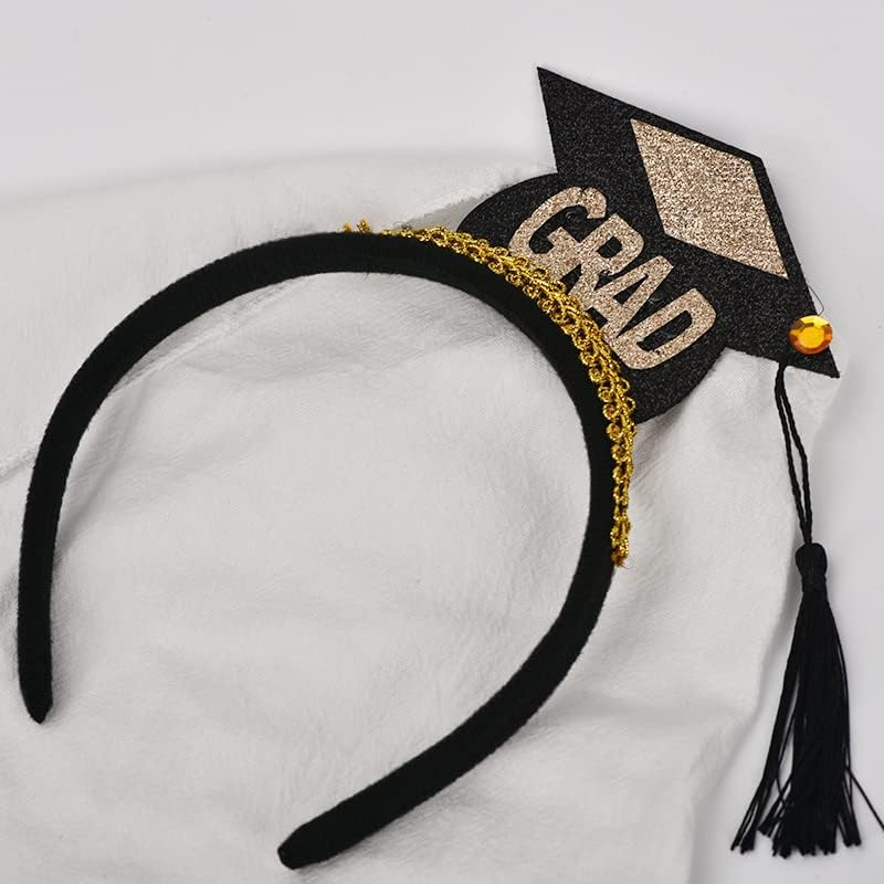 Graduation Cap Headband with Tassel for Women Men Mini Grad Headbands for Girls Boys Graduation Hair Accessories for Graduation Party Supplies Decorations