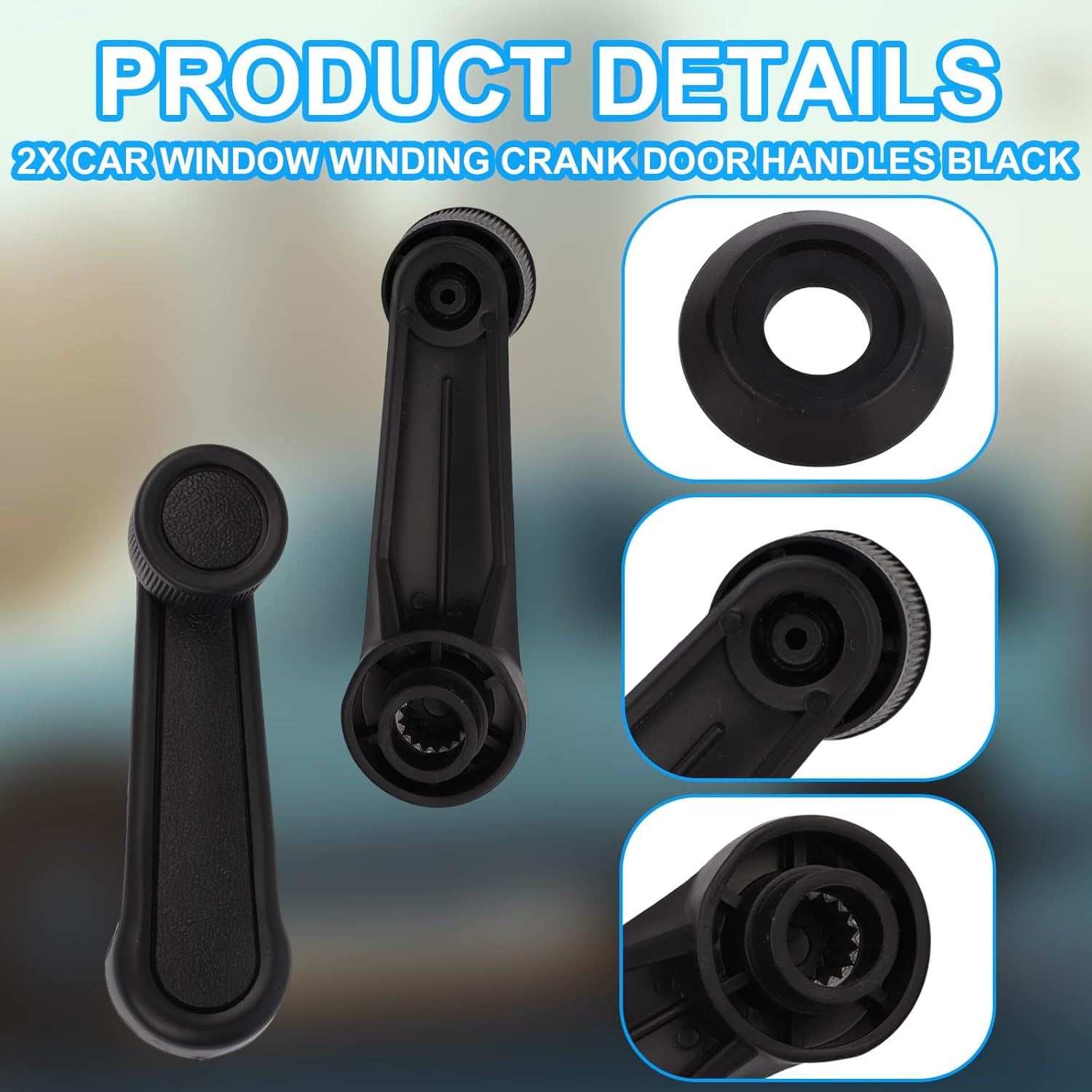 2Pcs Manual Window Handle Car, Driver & Passenger Side Replacement Crank Handles for 1992-1998 Geo Tracker Suzuki (Black) image number 6
